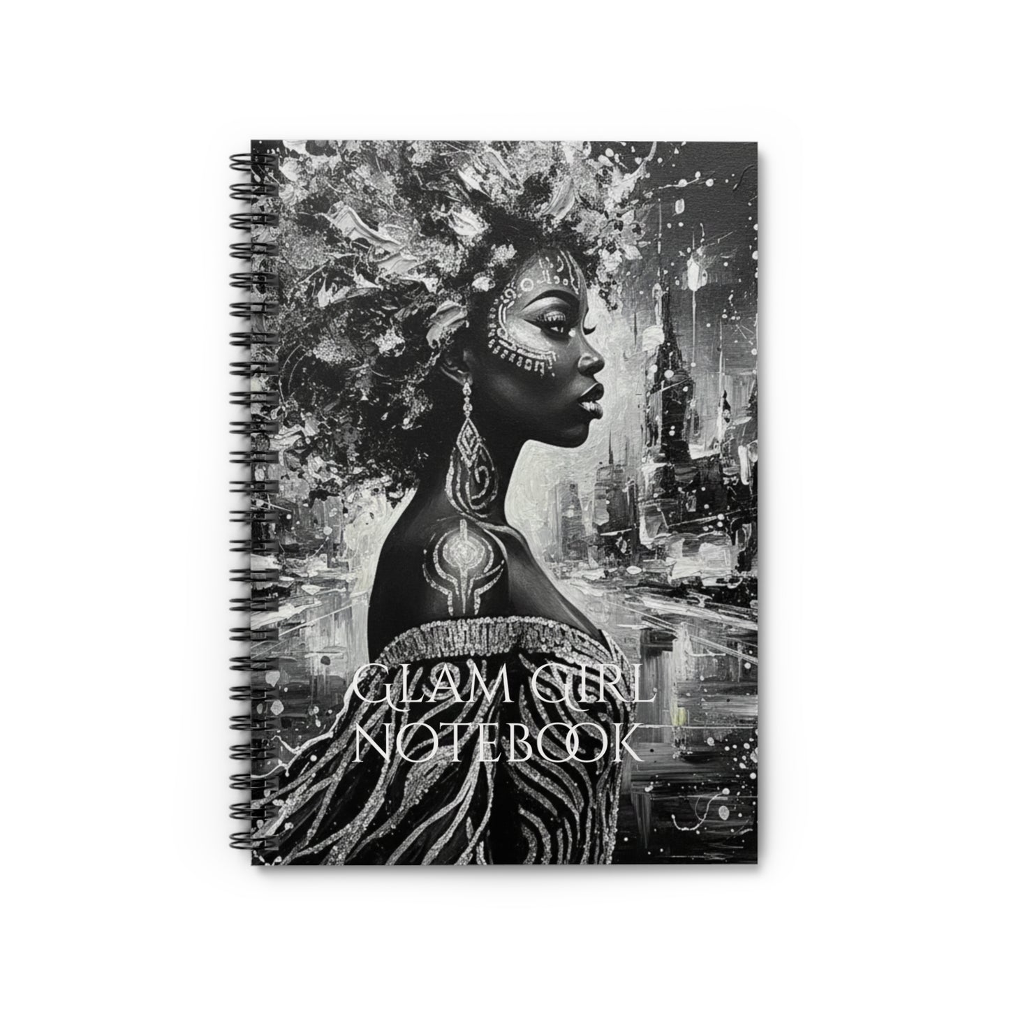 Glam Girl (Silver/Black) Spiral Notebook - Ruled Line