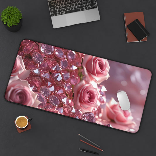 Pink Diamonds & Petals Desk Mat