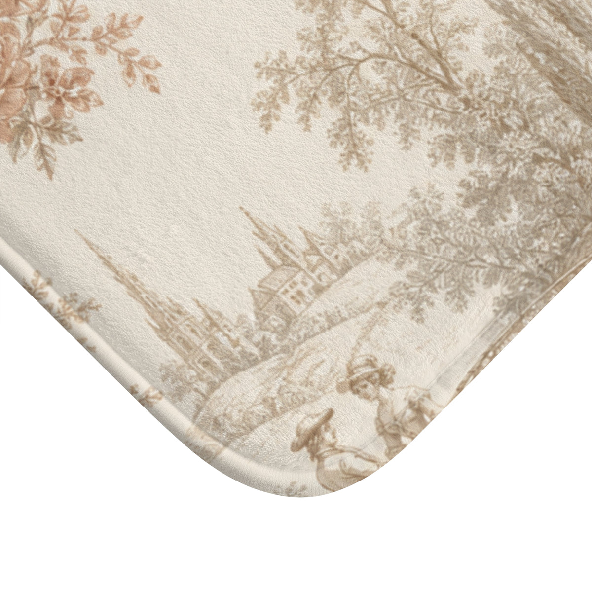 Château Rosé Bath Mat — Soft Floral Chateau Bathroom Rug