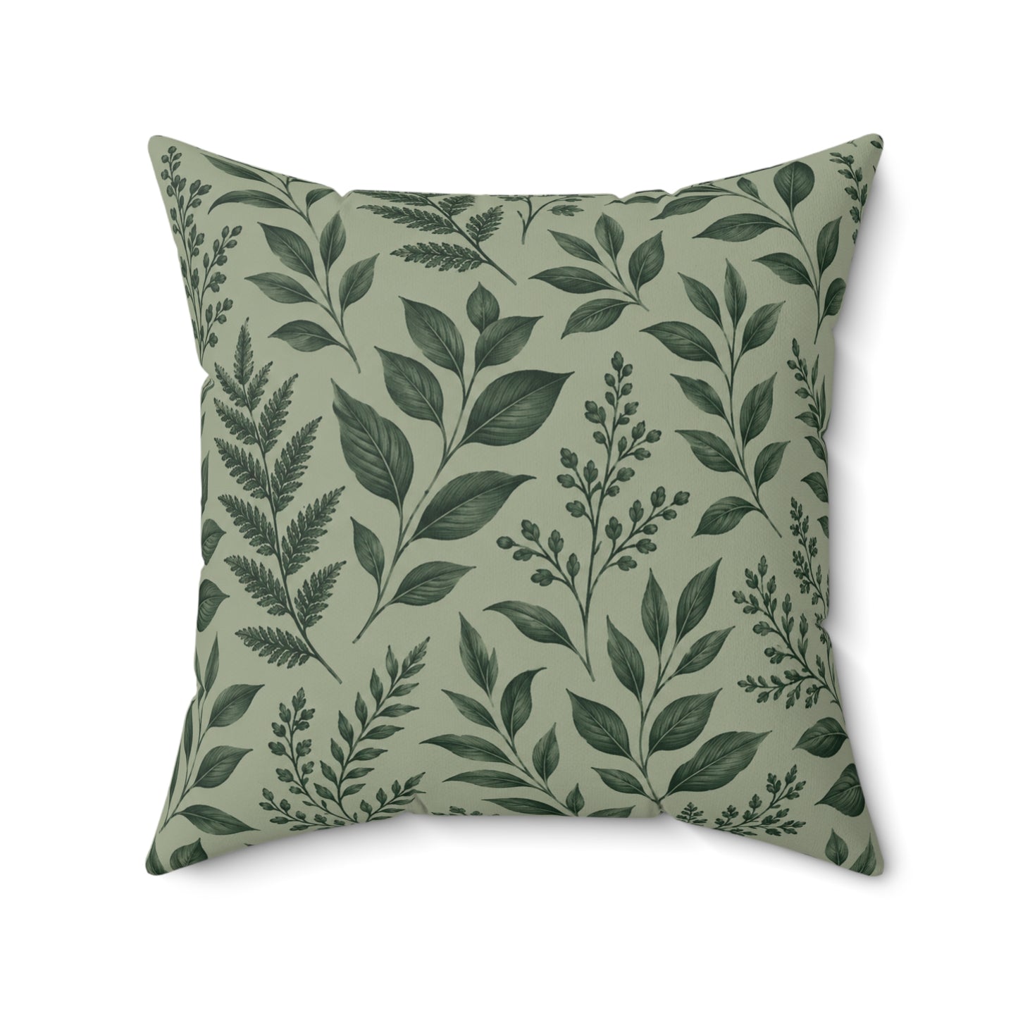 Botanical Green Leaf Throw Pillow – Decorative Cushion