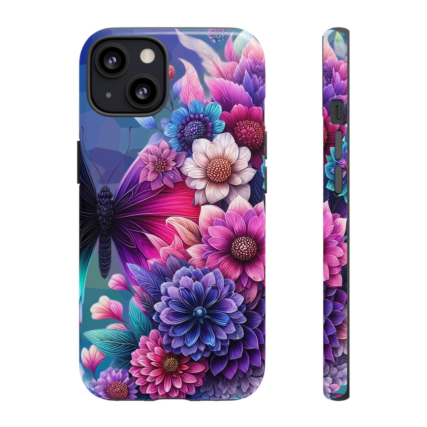 Butterfly Bloom Tough Phone Case — Vibrant Purple Blossom Protective Cover