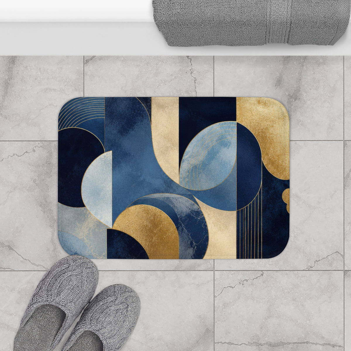 Azure Opulence Bath Mat — Modern Decorative Bathroom Rug