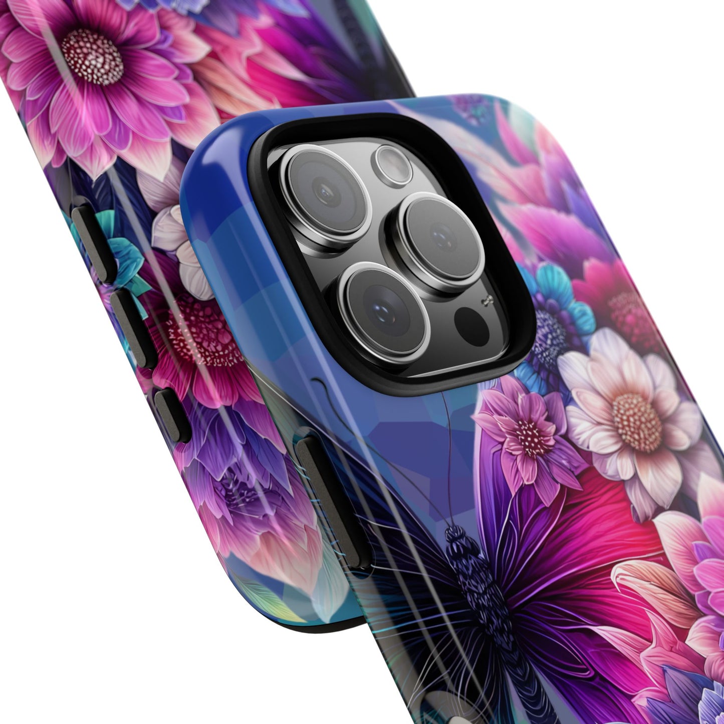 Butterfly Bloom Tough Phone Case — Vibrant Purple Blossom Protective Cover