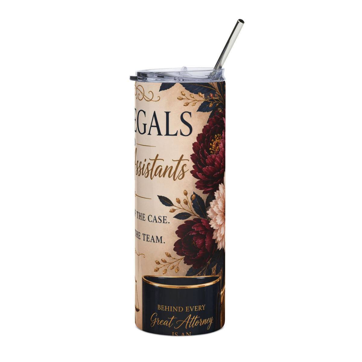 Attorney Paralegal & Legal Assistant 20oz Stainless Steel Tumbler — ‘Backbone of the Case, Heart of the Team’ Gift