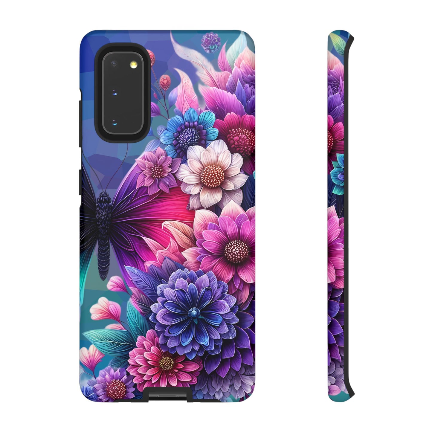 Butterfly Bloom Tough Phone Case — Vibrant Purple Blossom Protective Cover