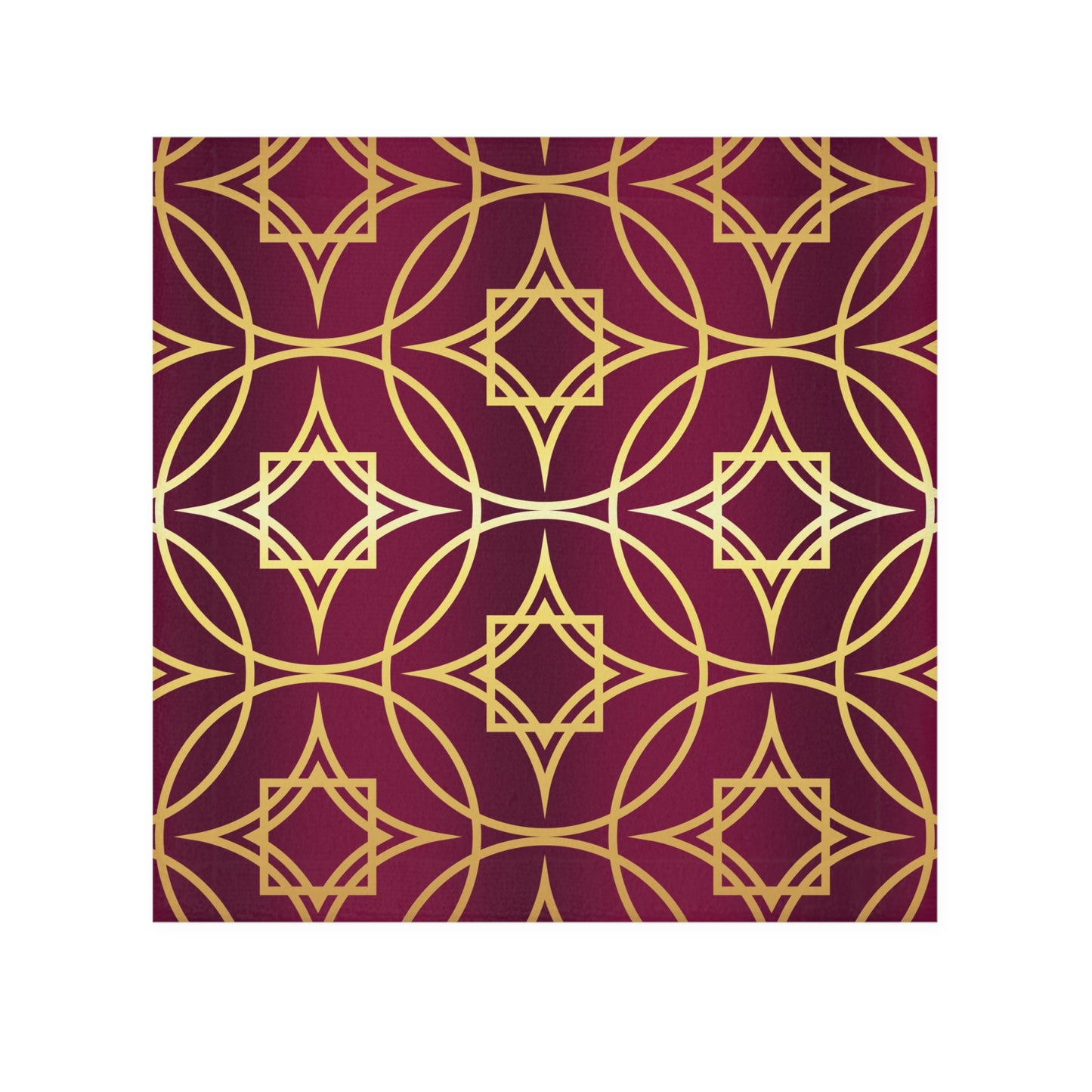 Gilded Geometric Face Towel – Luxurious Burgundy & Gold Pattern