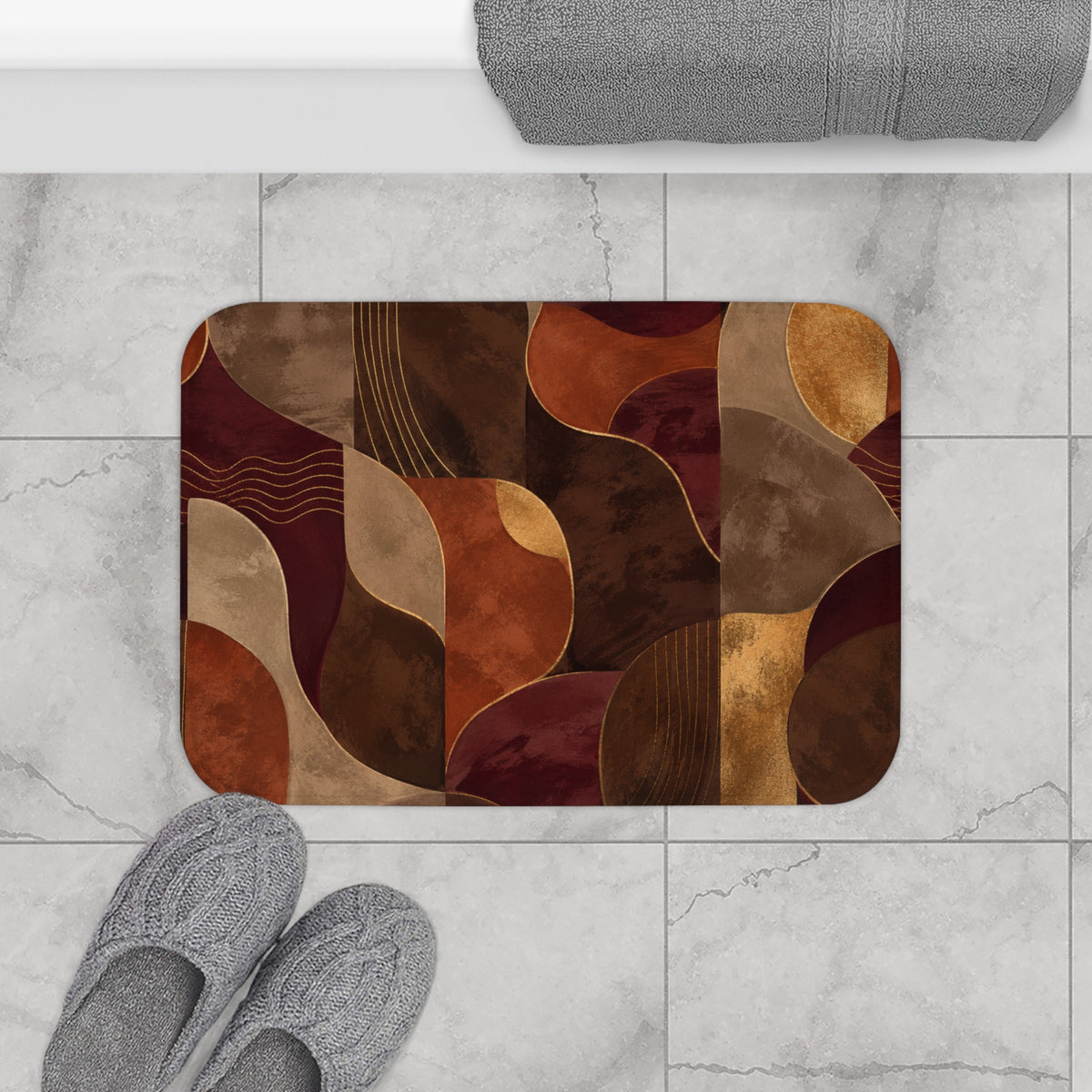 Ember & Earth — Retro Geometric Bathroom Rug