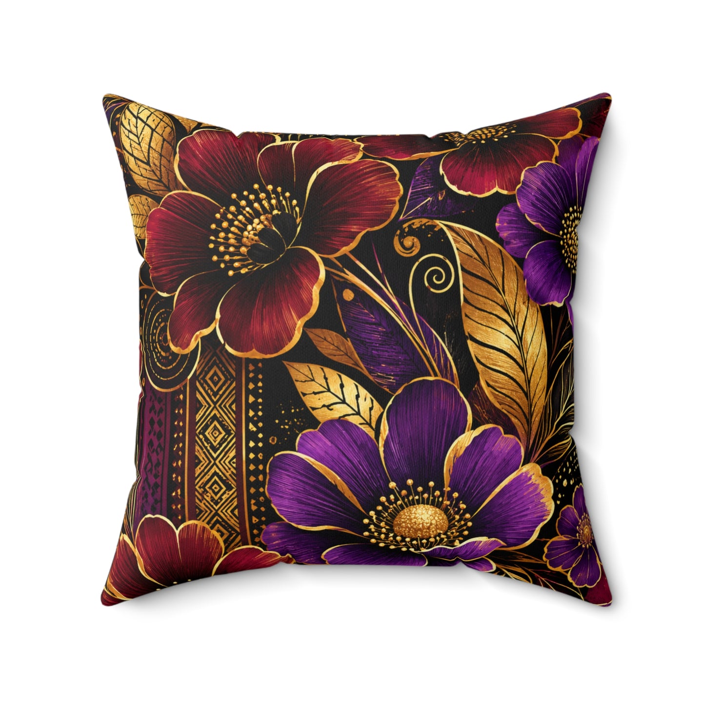 Zuri Garden Decorative Pillow — Rich Burgundy & Purple Garden Accent