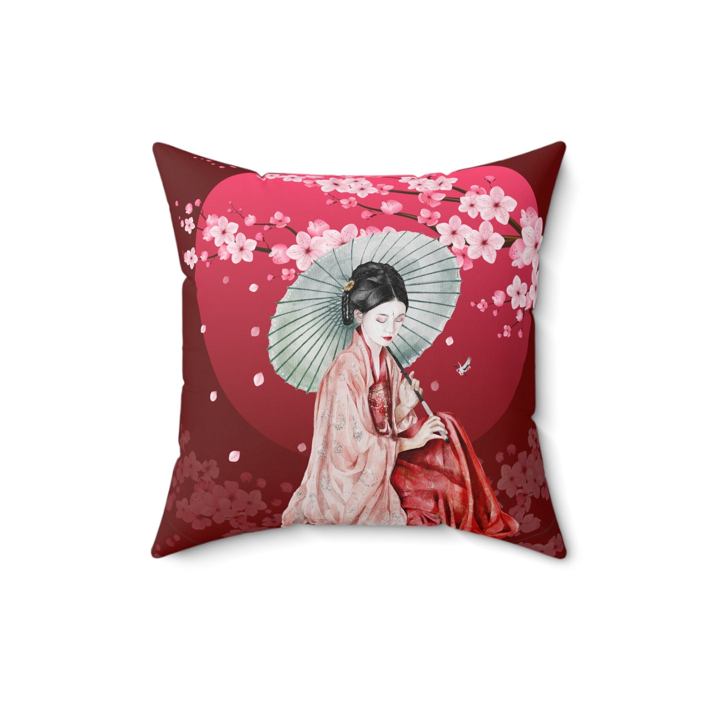 Cherry Blossoms Cherry Moon Spun Polyester Square Pillow