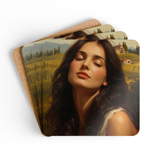 Sunrise in Puerto Rico Corkwood Coaster Set