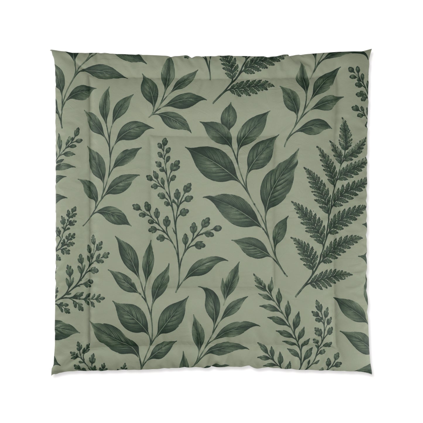 Botanical Green Leaf Comforter — Calming Nature Bedroom Duvet