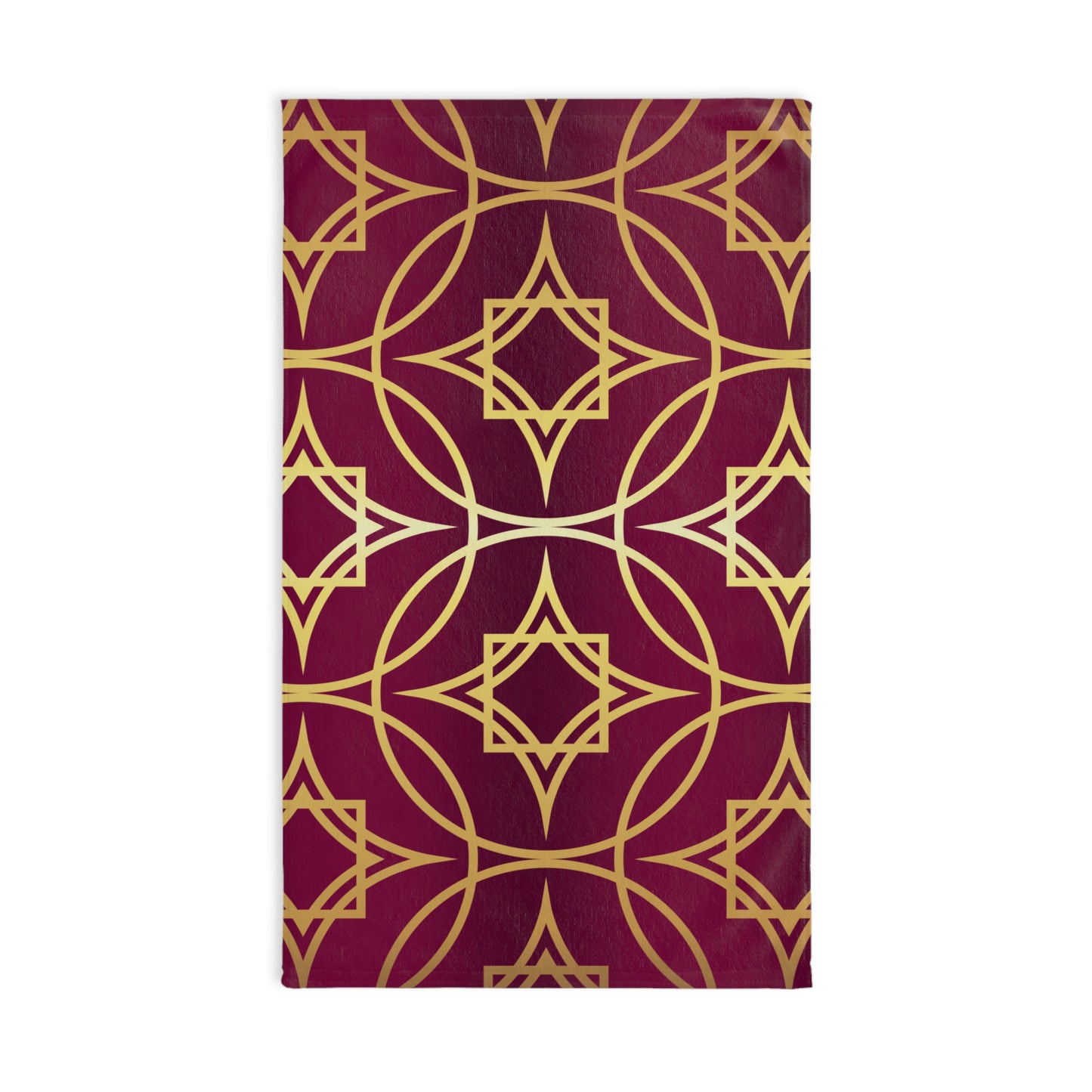 Gilded Geometric Hand Towel – Burgundy & Gold Luxe Decorative Towel