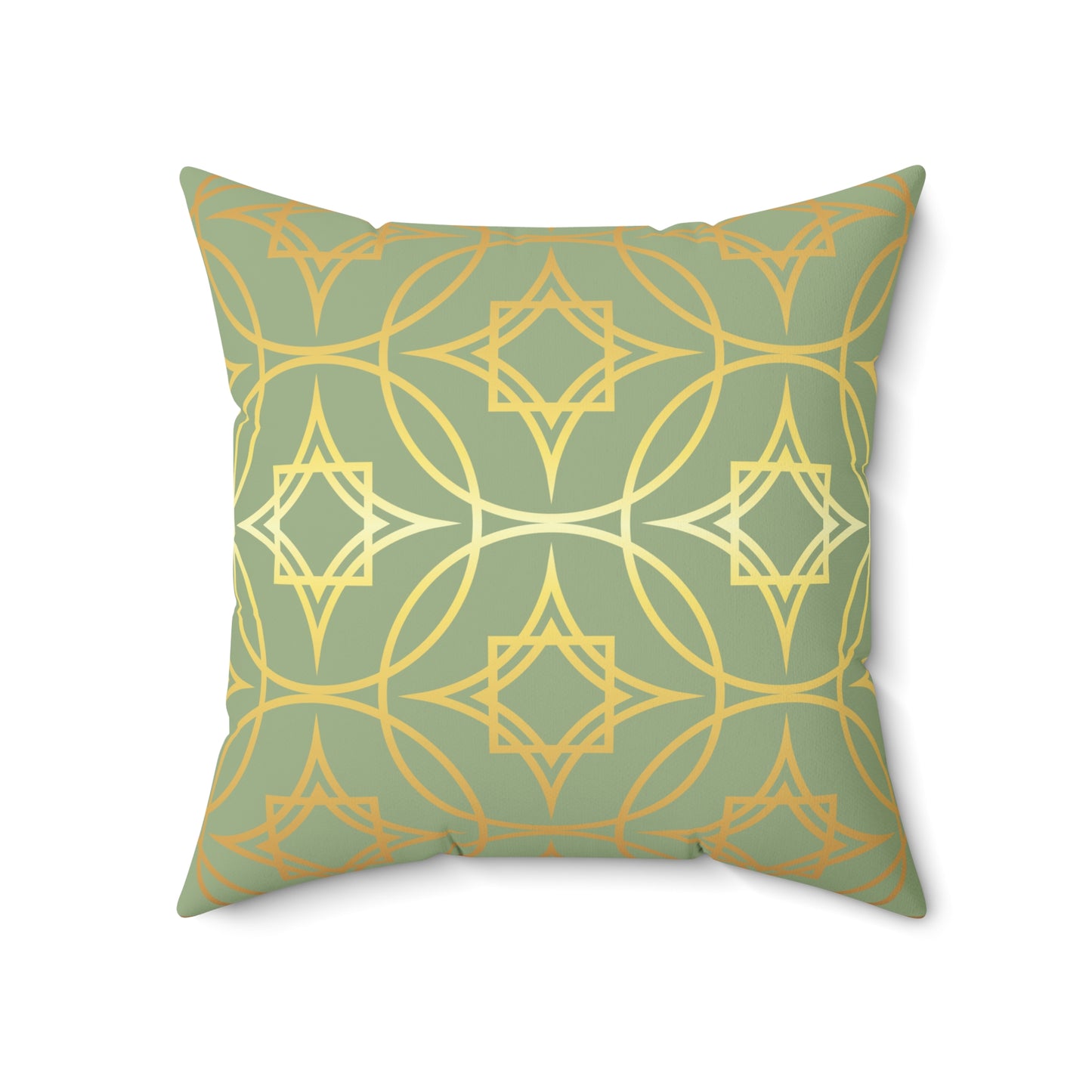 Gilded Geometric Decorative Pillow — Sage Green & Gold Luxe Throw Pillow