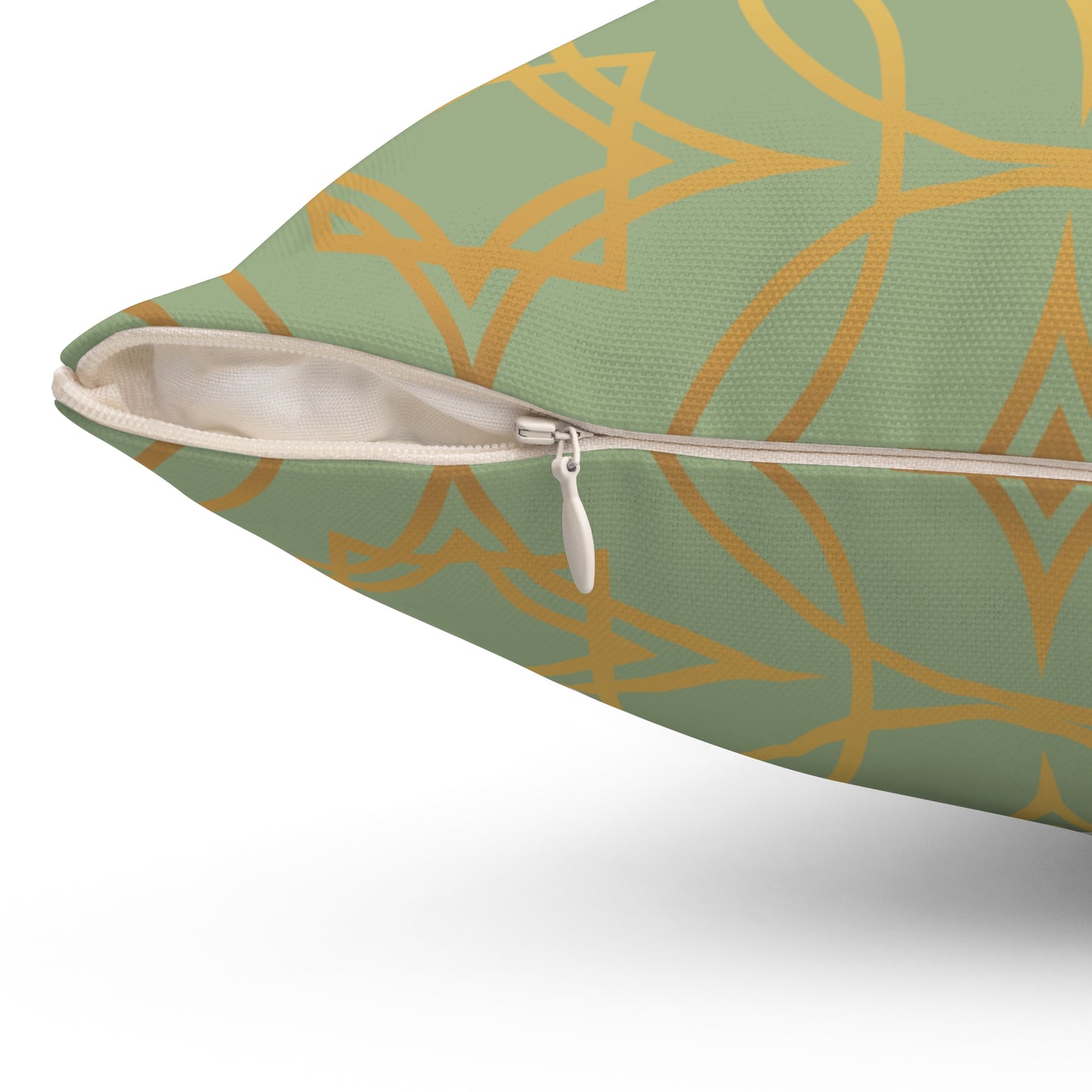 Gilded Geometric Decorative Pillow — Sage Green & Gold Luxe Throw Pillow