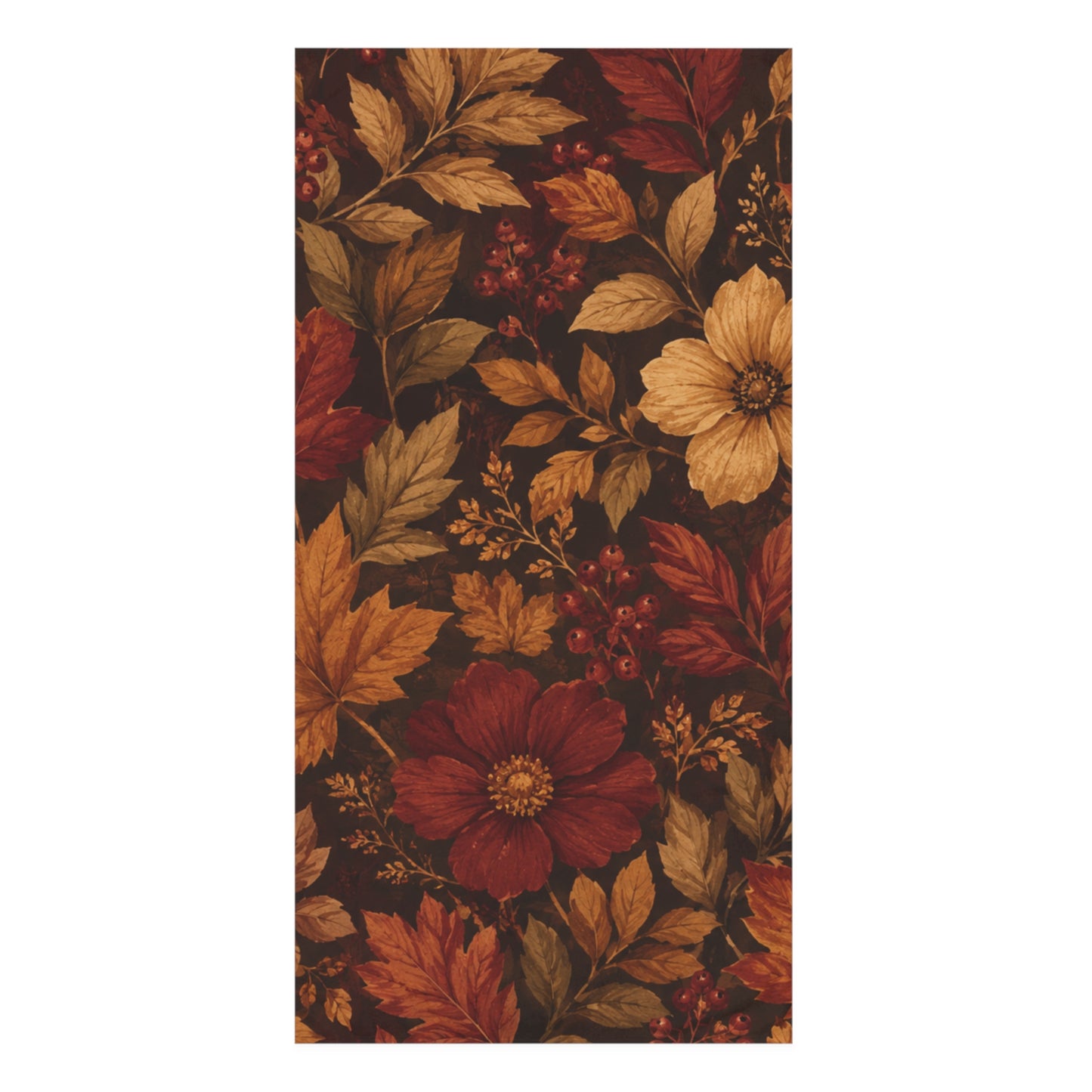 Rustic Fall Cotton Towel — Vintage Leaves & Blooms
