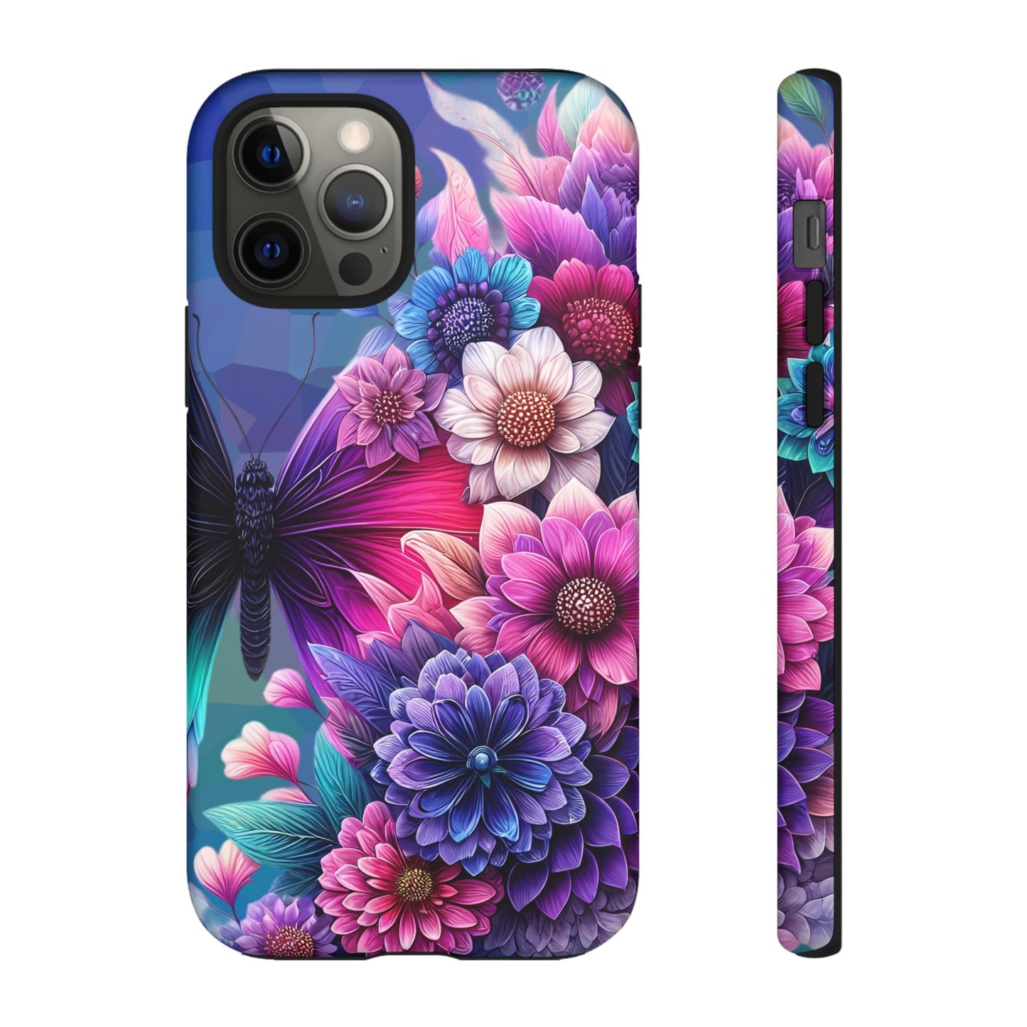 Butterfly Bloom Tough Phone Case — Vibrant Purple Blossom Protective Cover