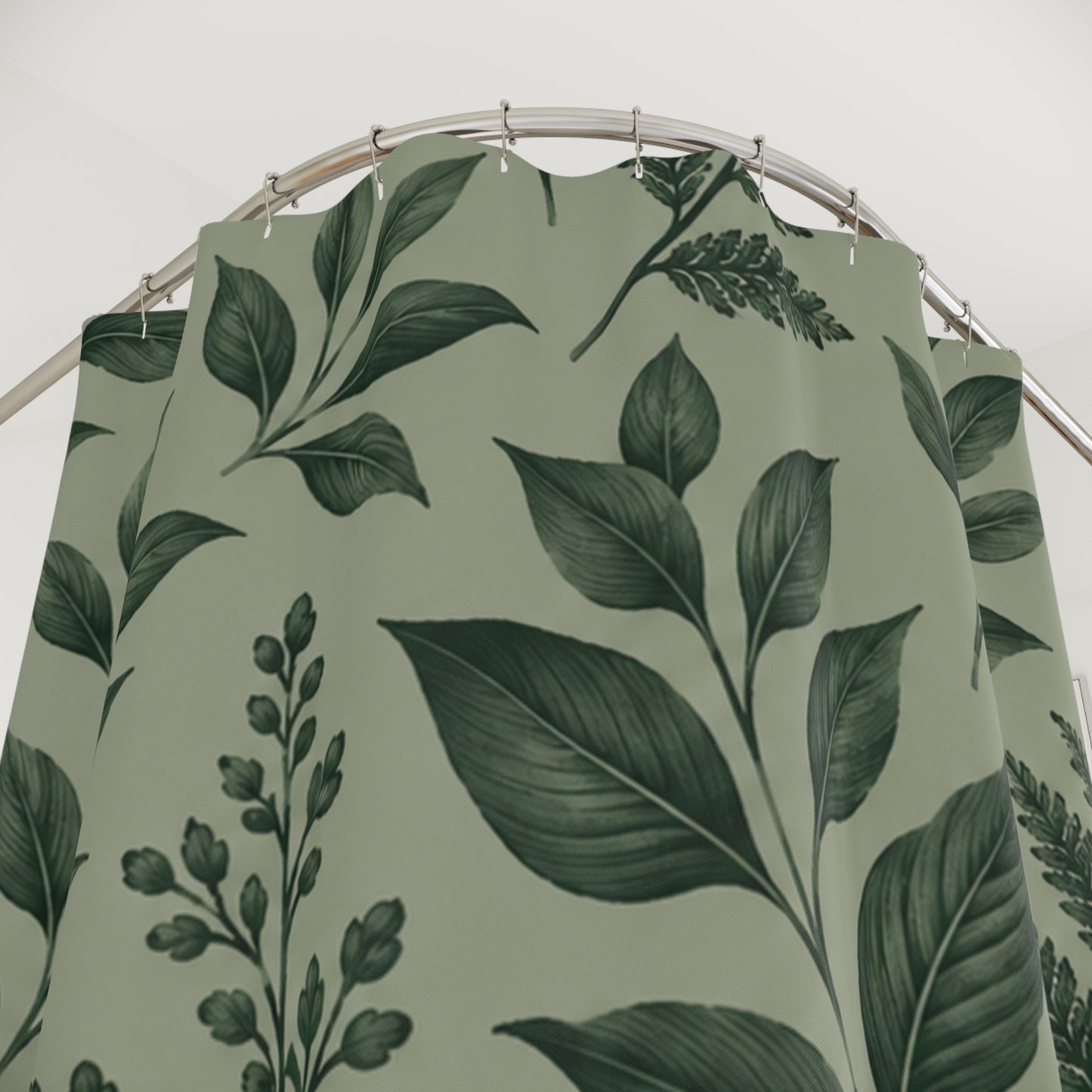 Botanical Green Leaf Shower Curtain
