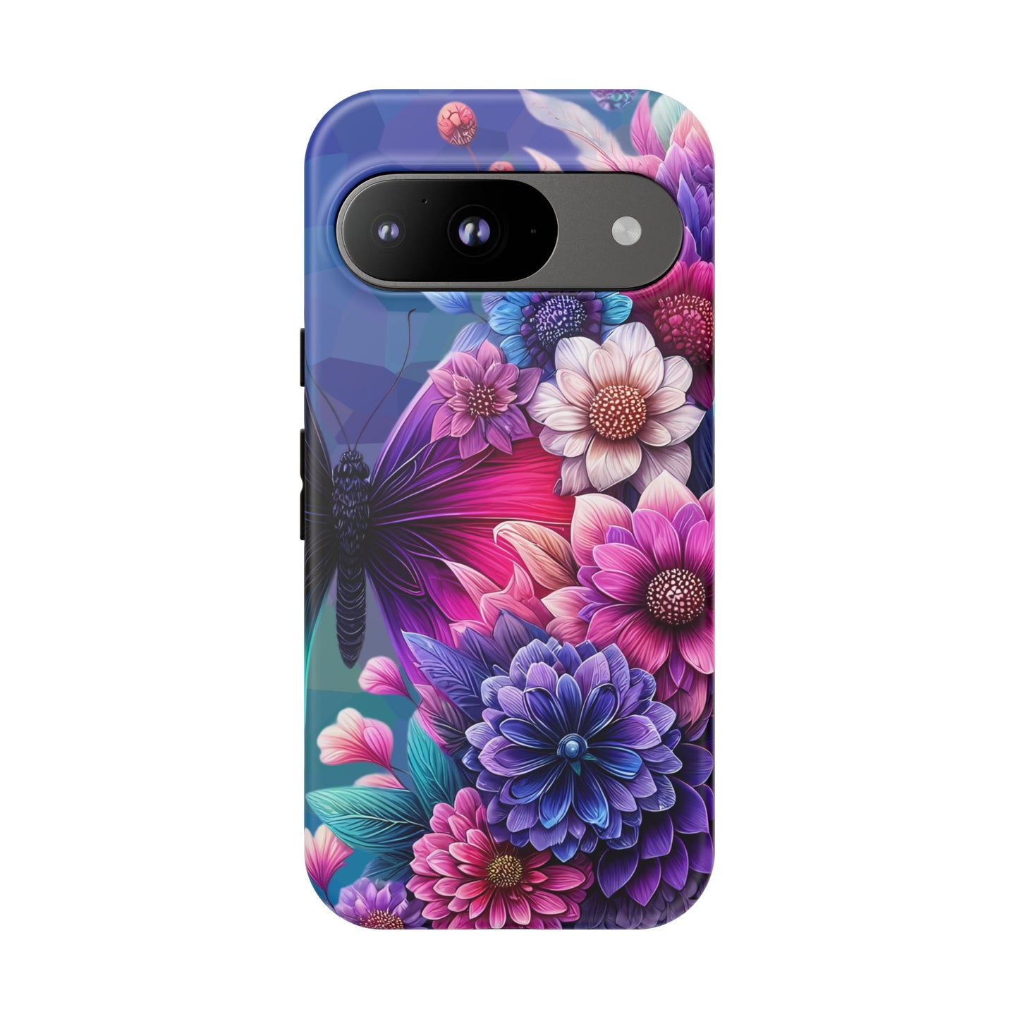 Butterfly Bloom Tough Phone Case — Vibrant Purple Blossom Protective Cover
