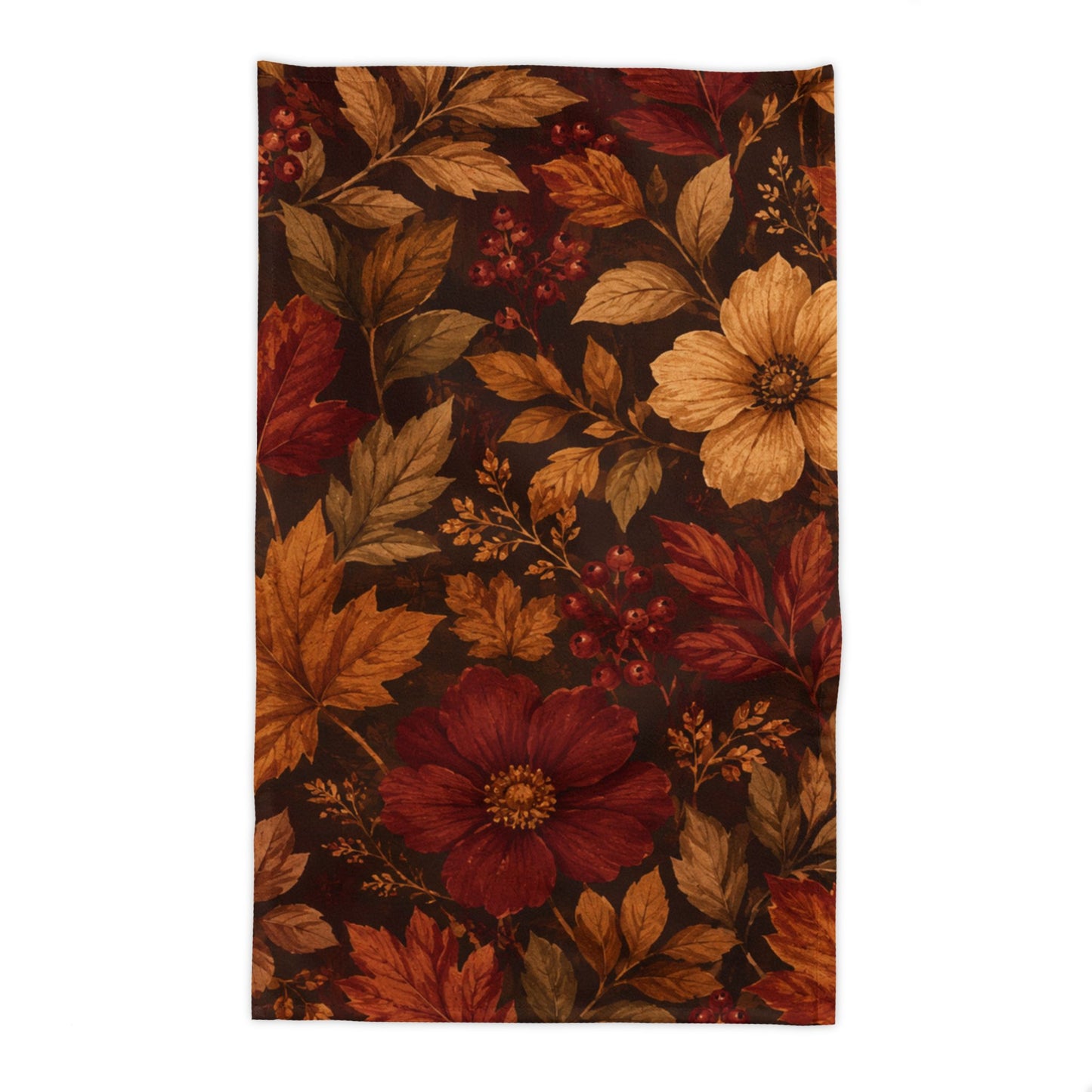 Rustic Fall Tablecloth - Fall Leaves & Berries Autumn Decor