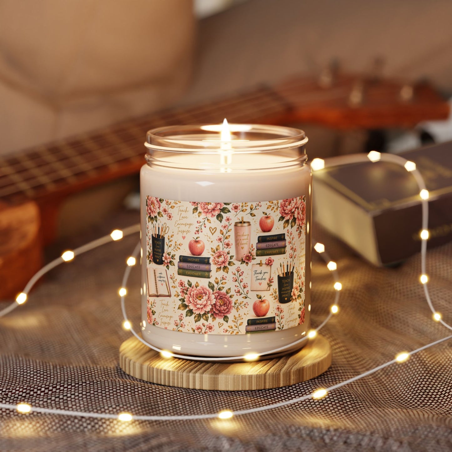 Teacher Appreciation Soy Candle — 9oz Scented Jar (Teachers, Readers, Cozy Study Gift)