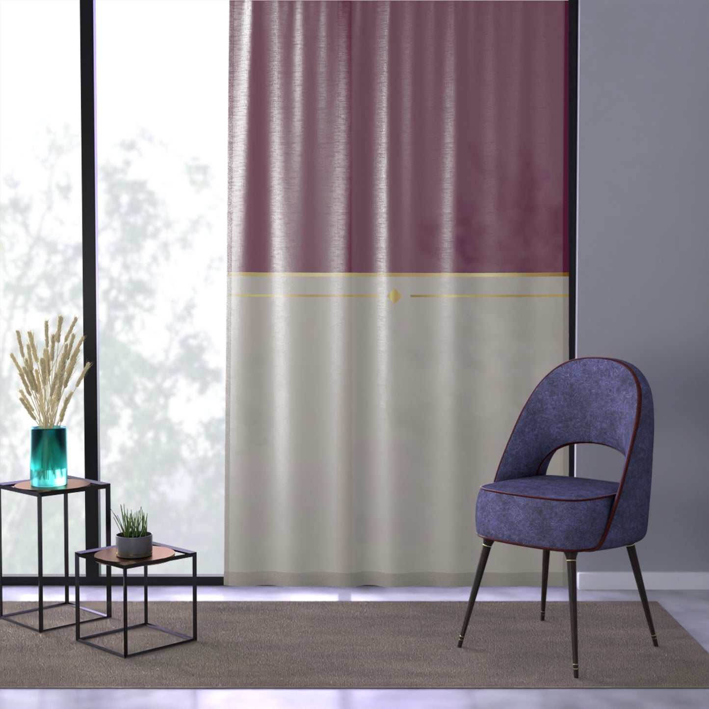 Fuchsia & Taupe Haven Sheer Window Curtain