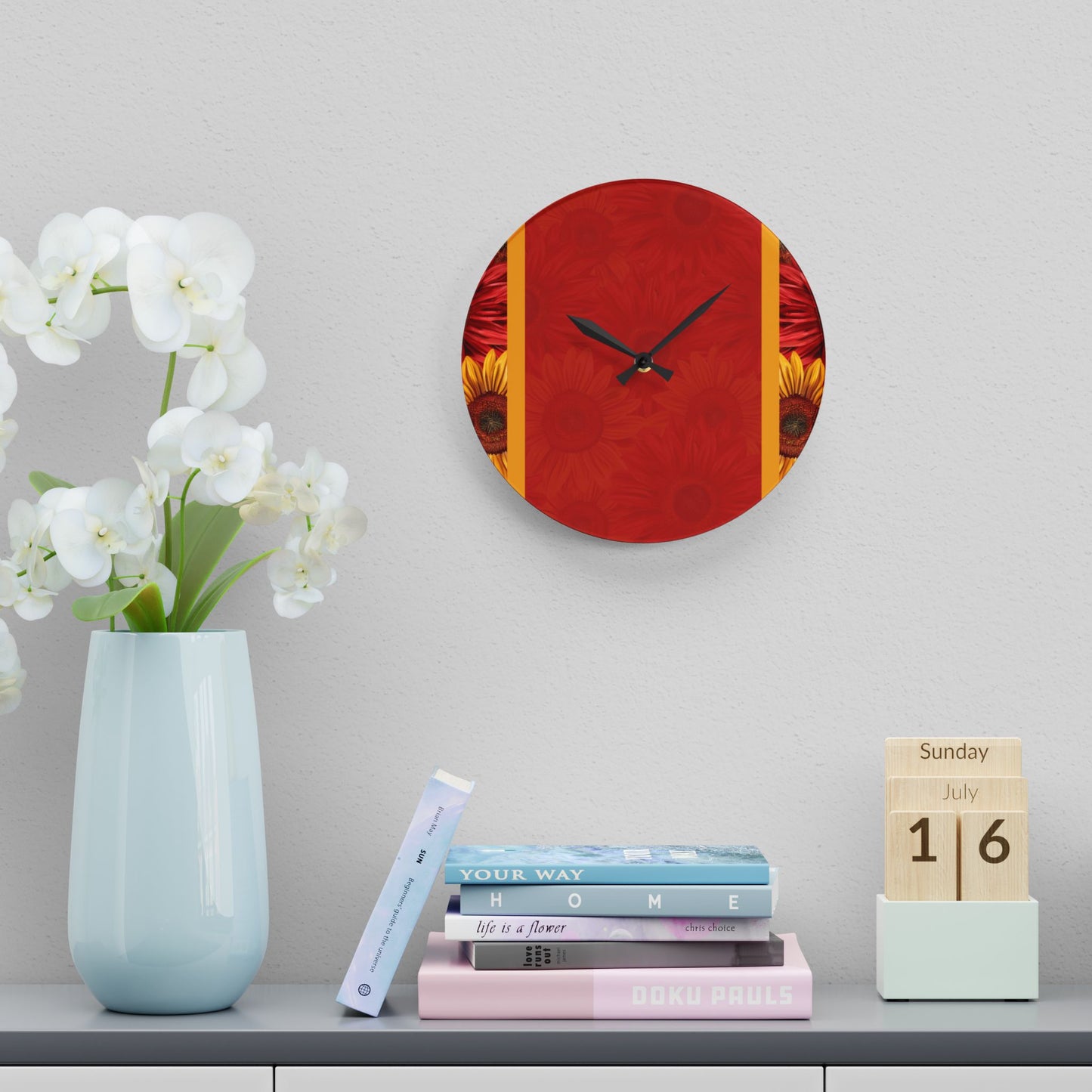 Crimson Gold Acrylic Wall Clock