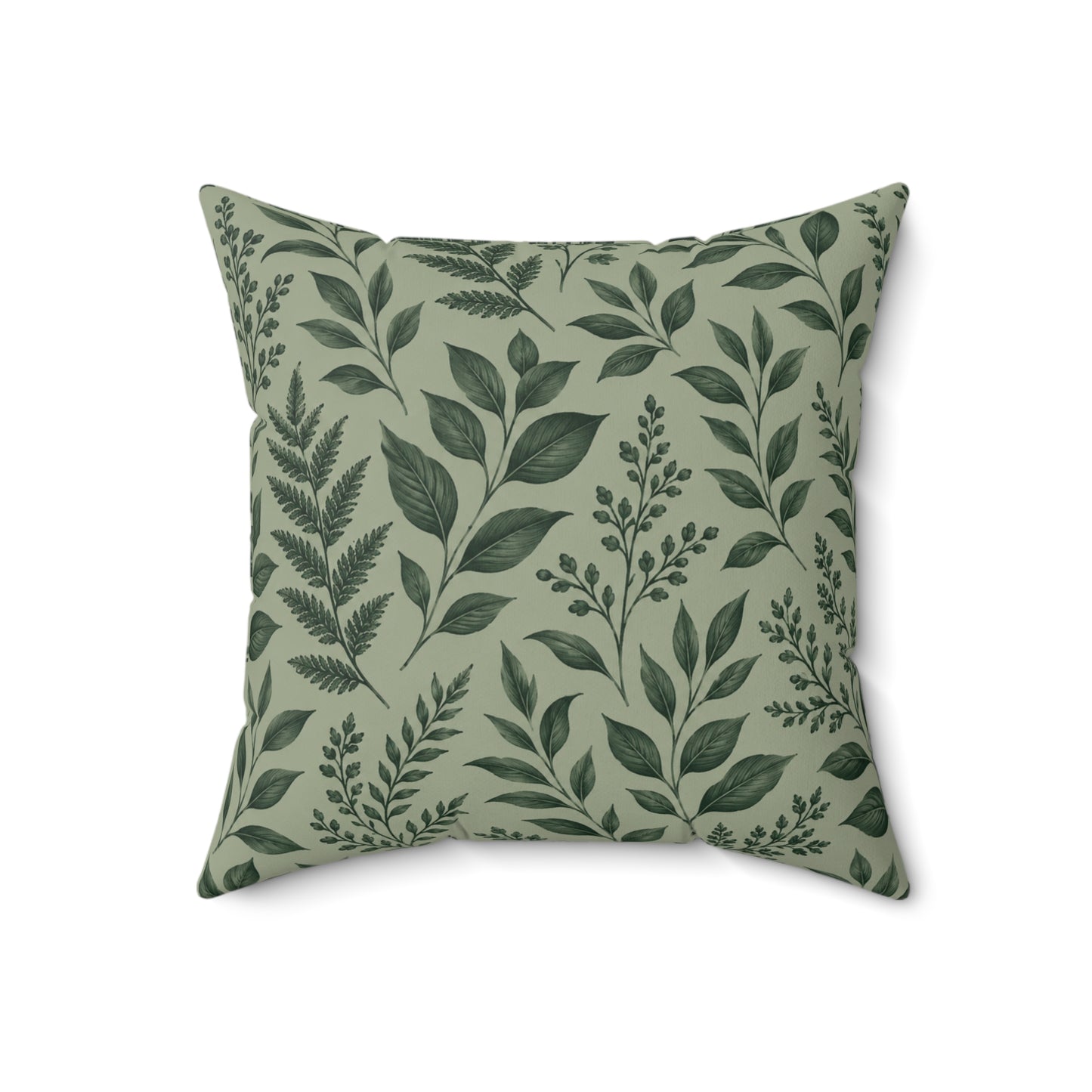 Botanical Green Leaf Throw Pillow – Decorative Cushion