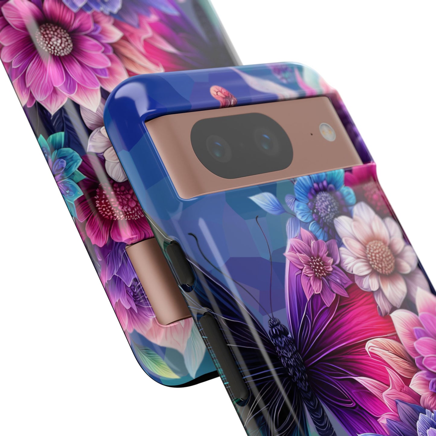 Butterfly Bloom Tough Phone Case — Vibrant Purple Blossom Protective Cover