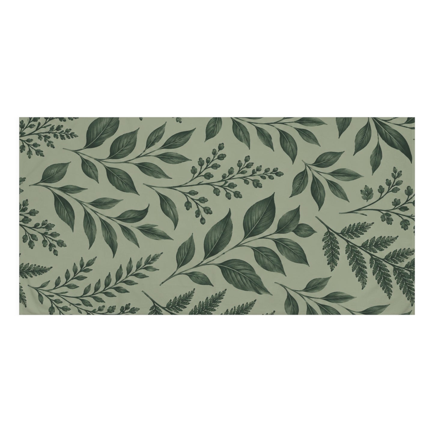 Botanical Green Leaf Bath & Beach Towel