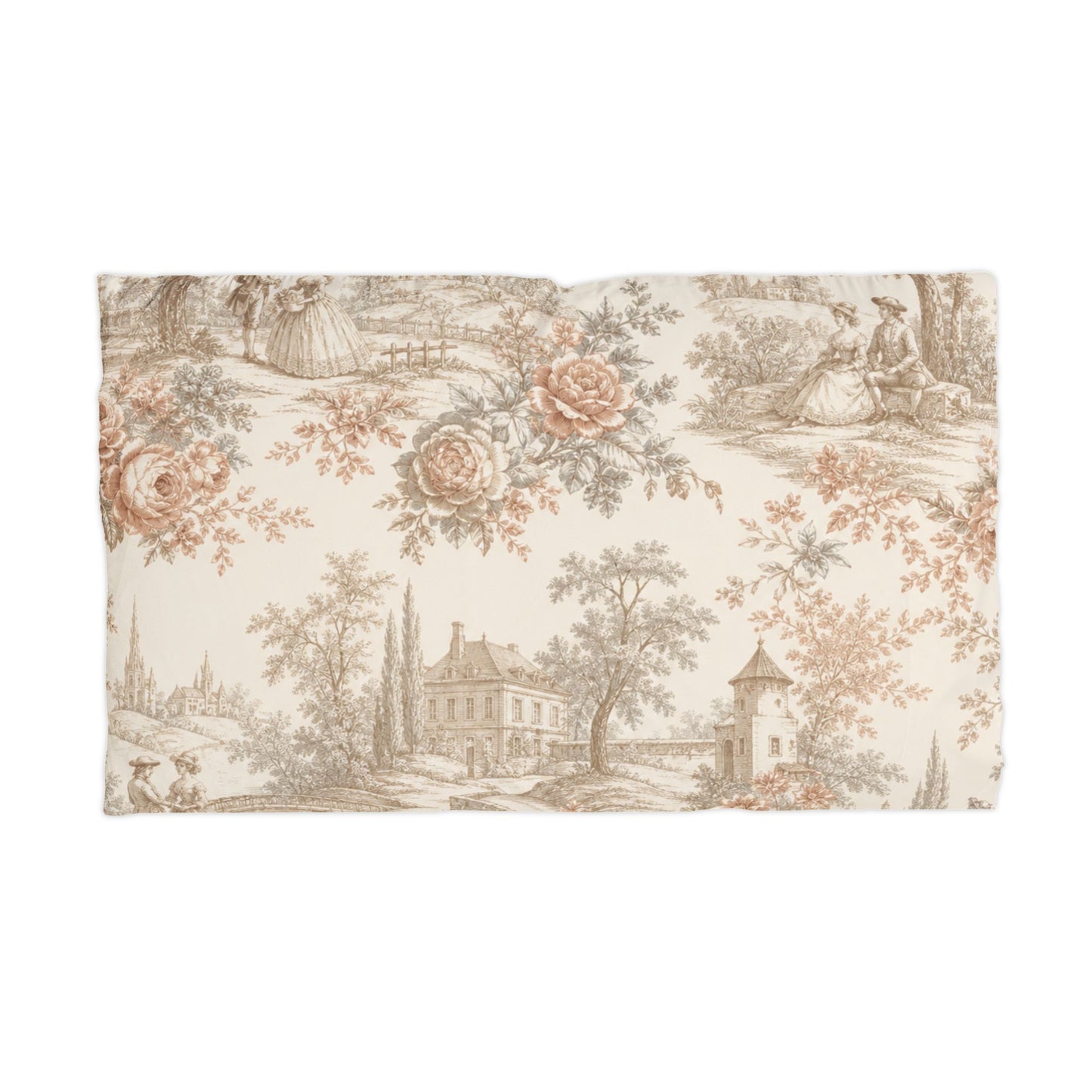 Château Rosé Pillowcase — Vintage Cottage Microfiber Pillow Cover