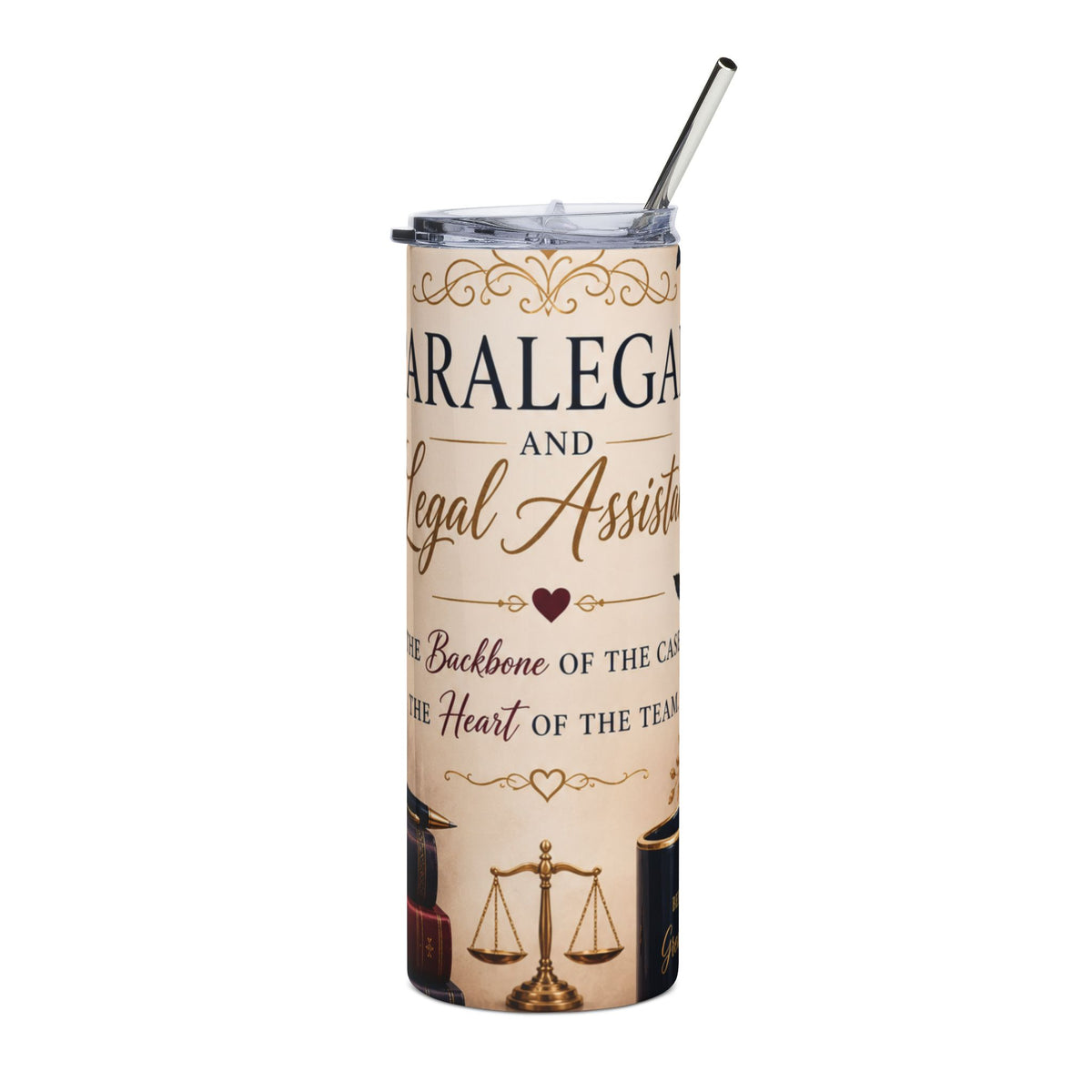 Attorney Paralegal & Legal Assistant 20oz Stainless Steel Tumbler — ‘Backbone of the Case, Heart of the Team’ Gift