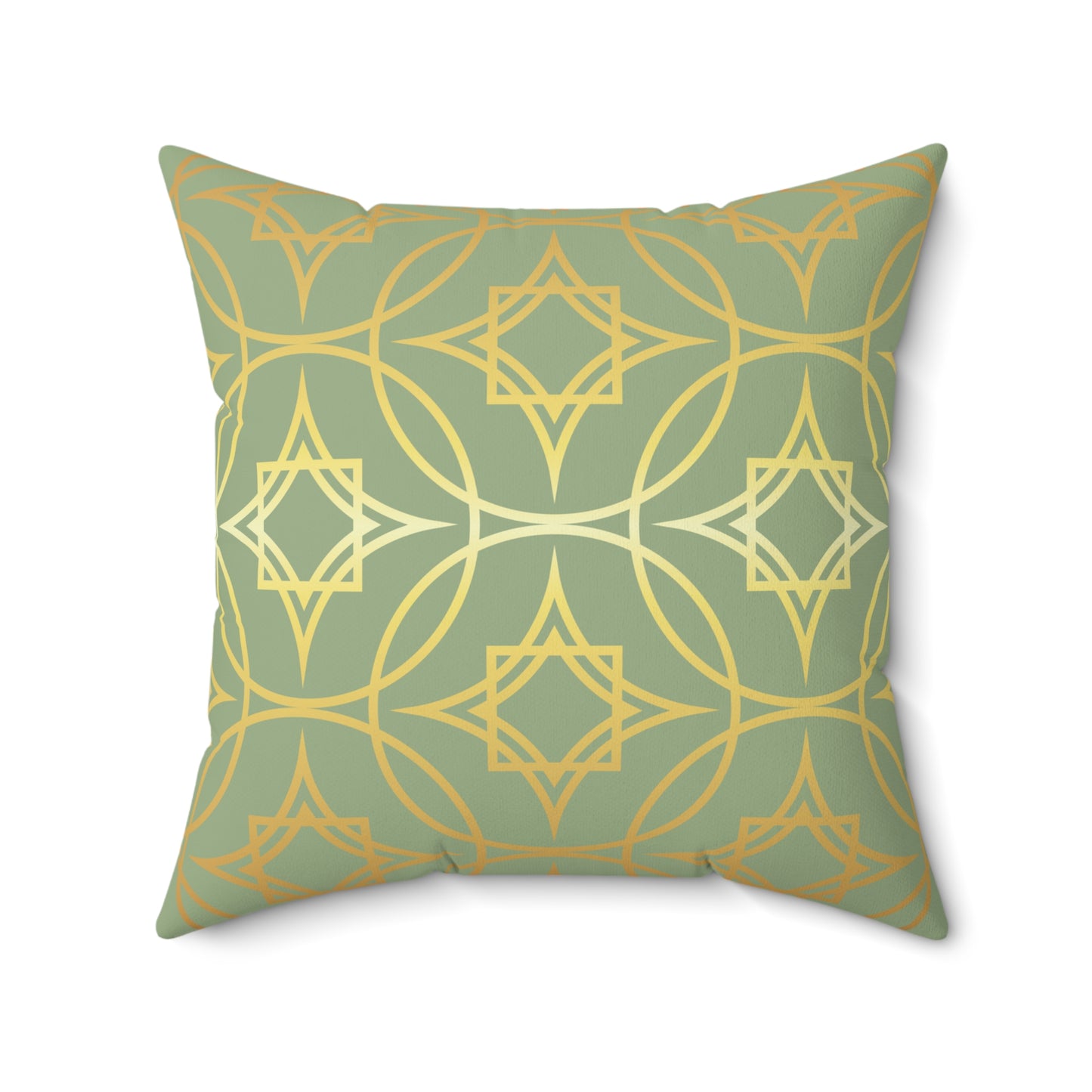 Gilded Geometric Decorative Pillow — Sage Green & Gold Luxe Throw Pillow