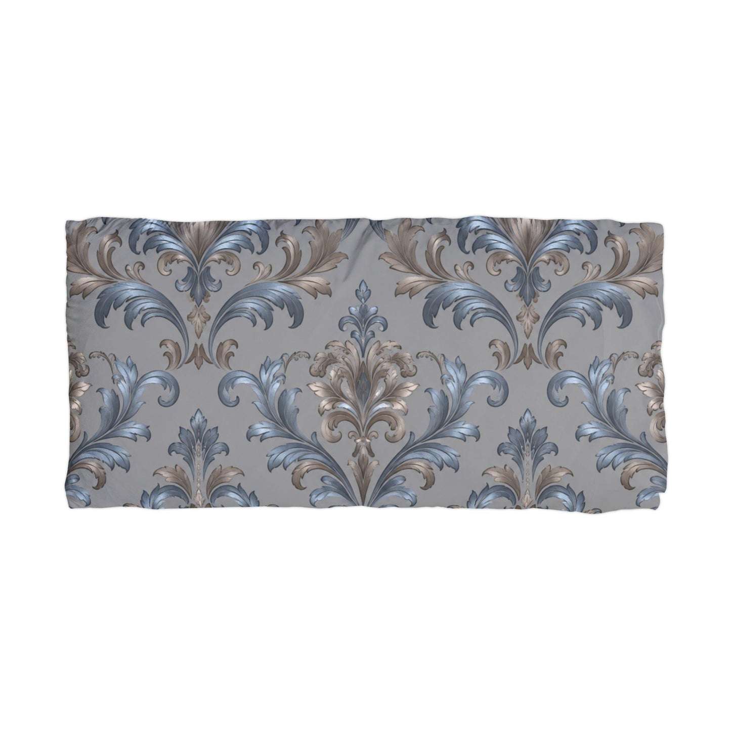 Elegant Blue and Gray Damask Motif Microfiber Pillowcase