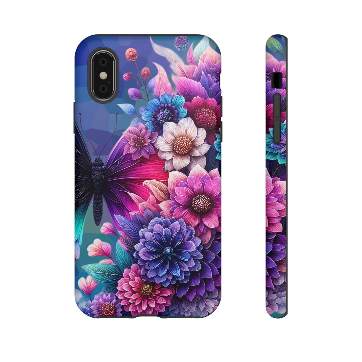 Butterfly Bloom Tough Phone Case — Vibrant Purple Blossom Protective Cover