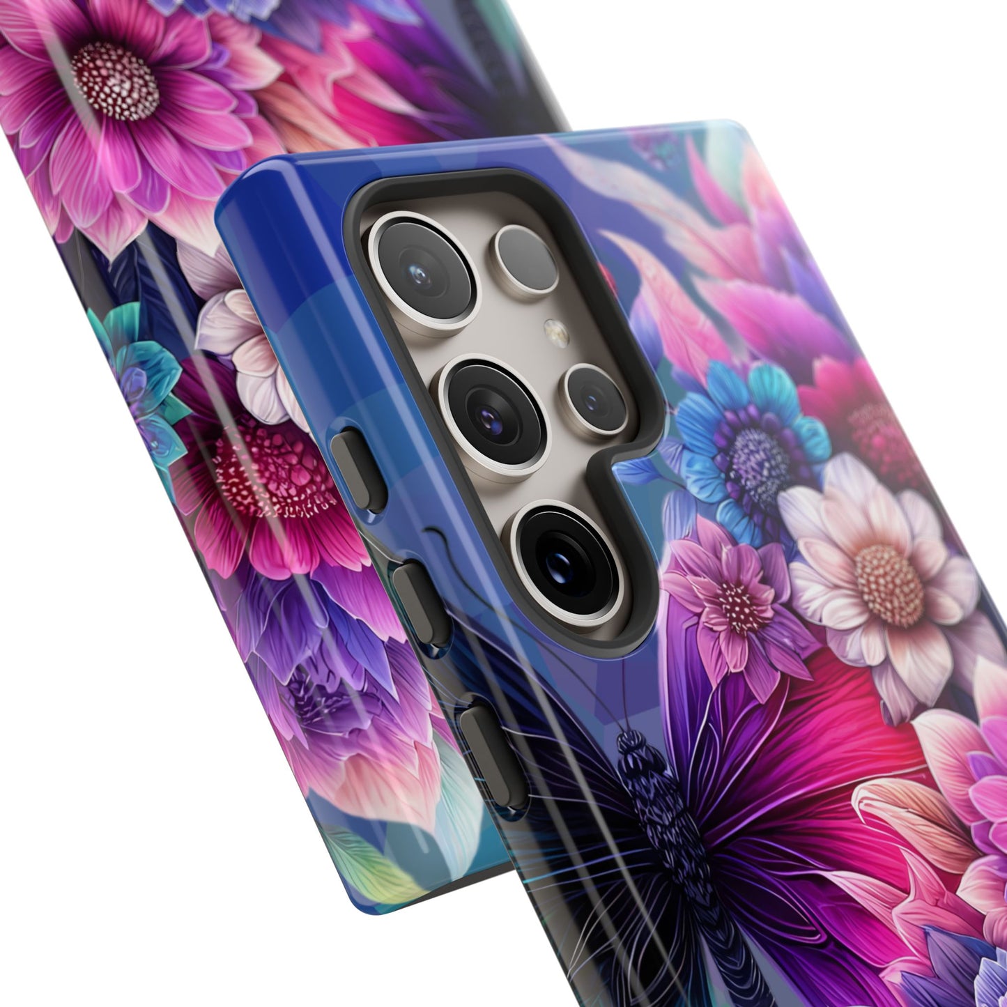 Butterfly Bloom Tough Phone Case — Vibrant Purple Blossom Protective Cover