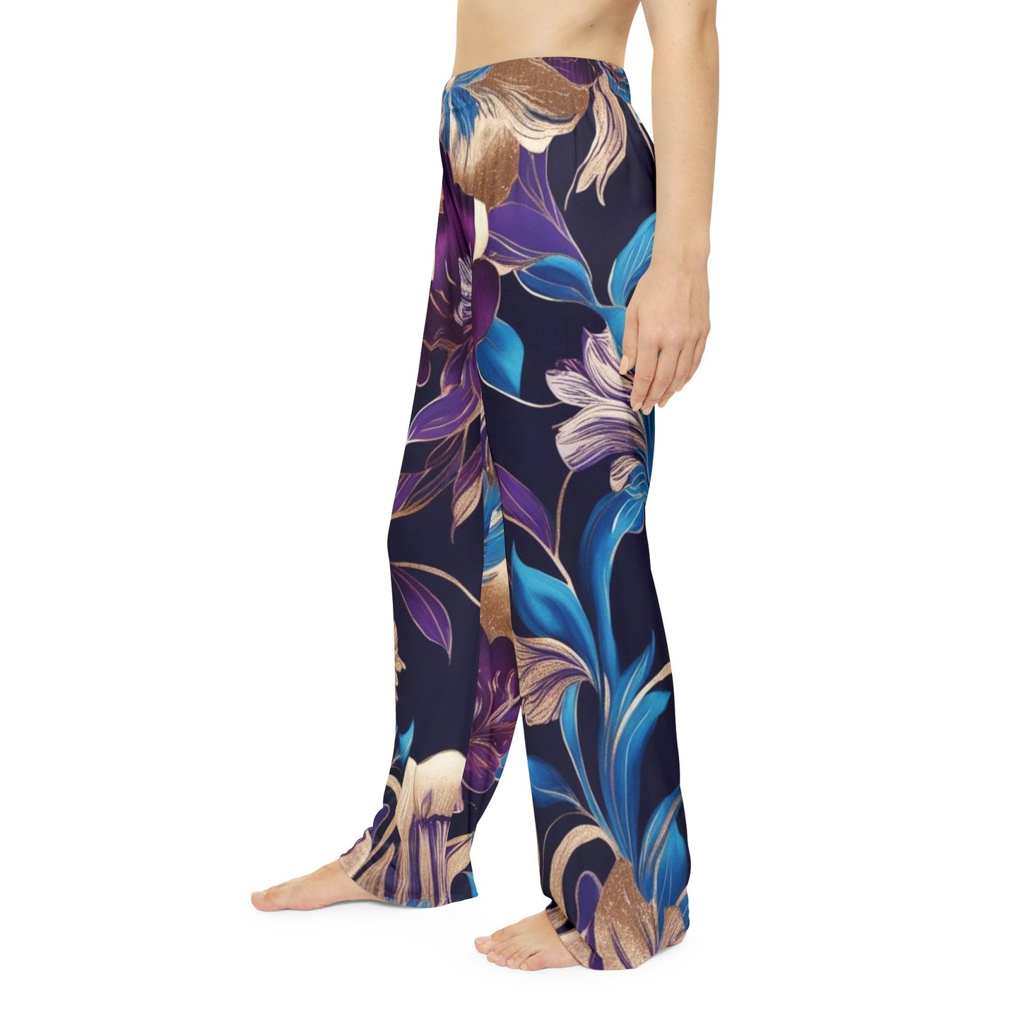 Purple/Blue Boho Floral Women's Pajama Pants (AOP)