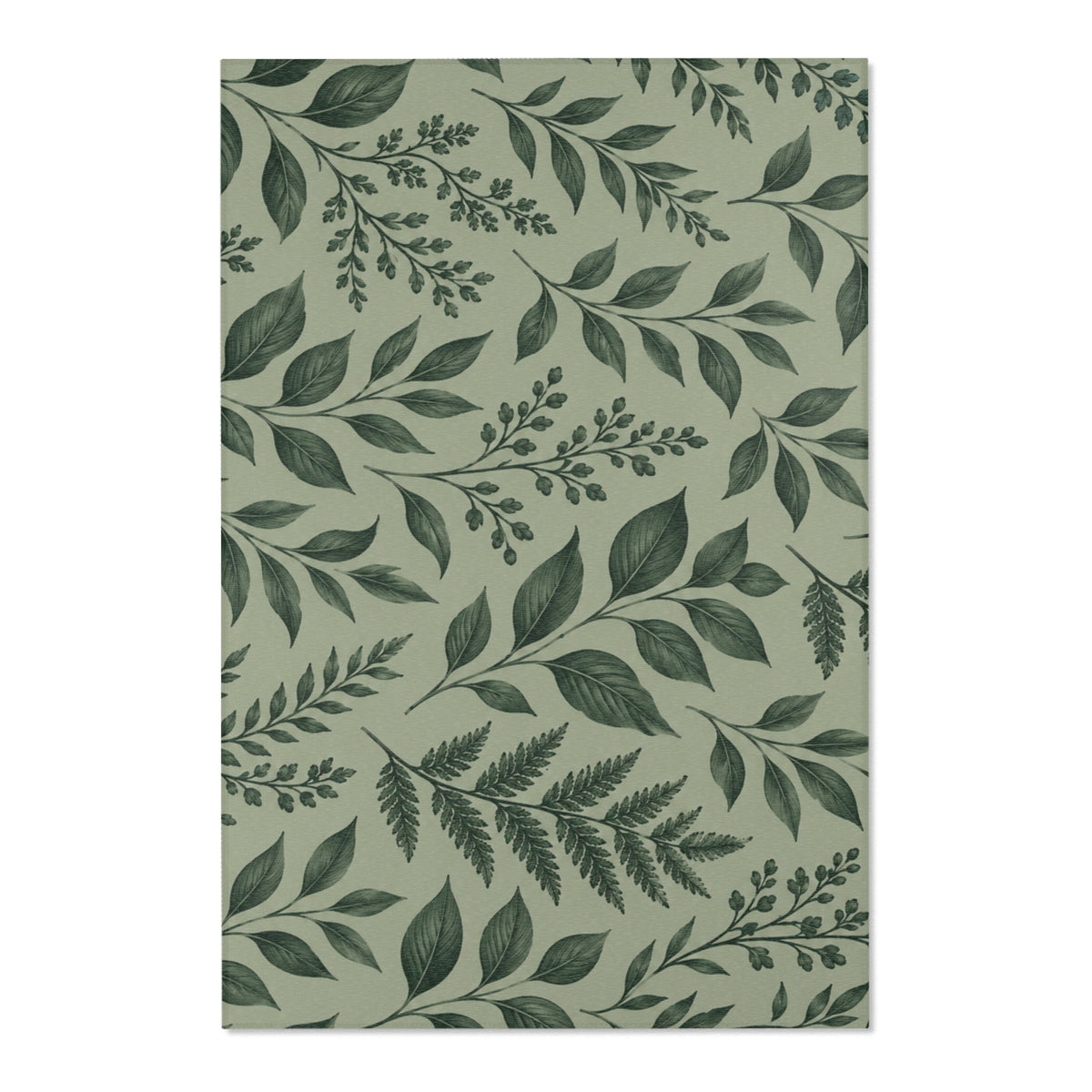 Botanical Green Area Rug – Sage Green Floral Pattern