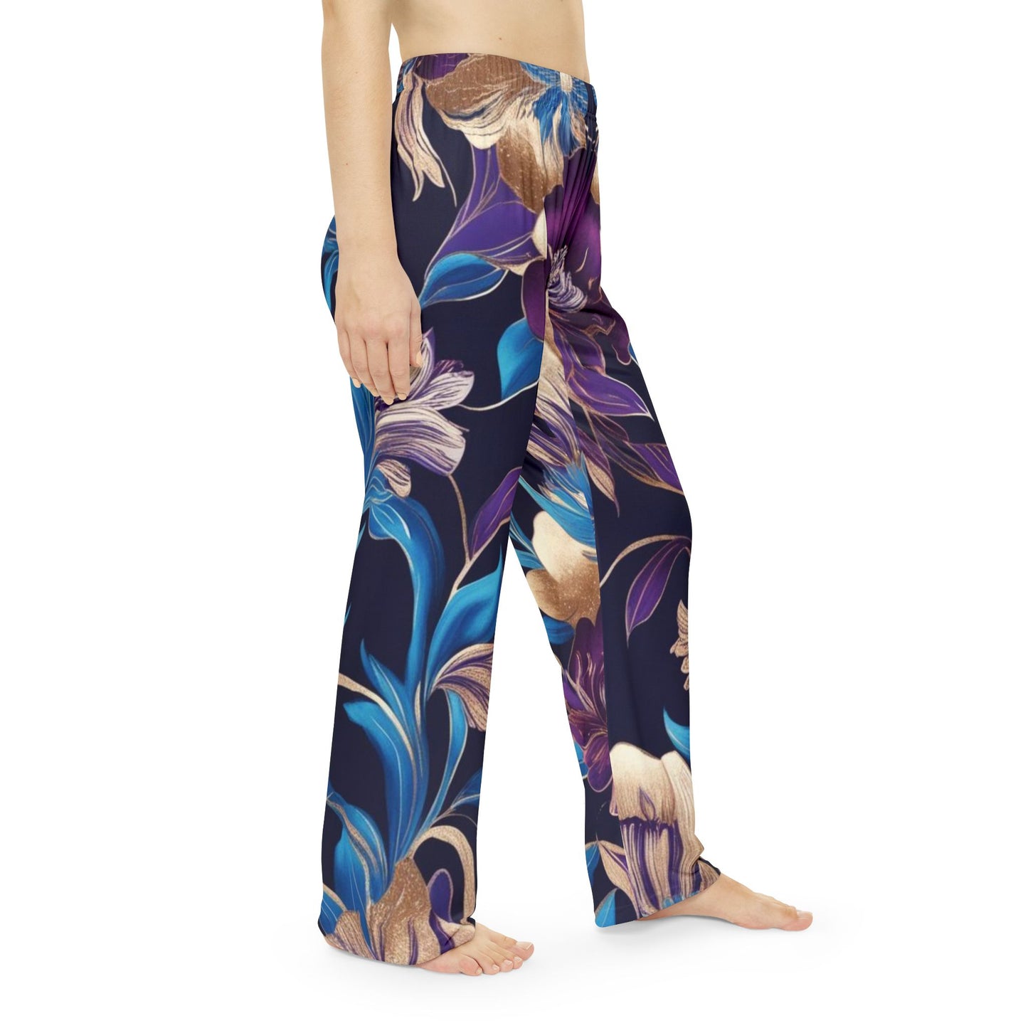 Purple/Blue Boho Floral Women's Pajama Pants (AOP)