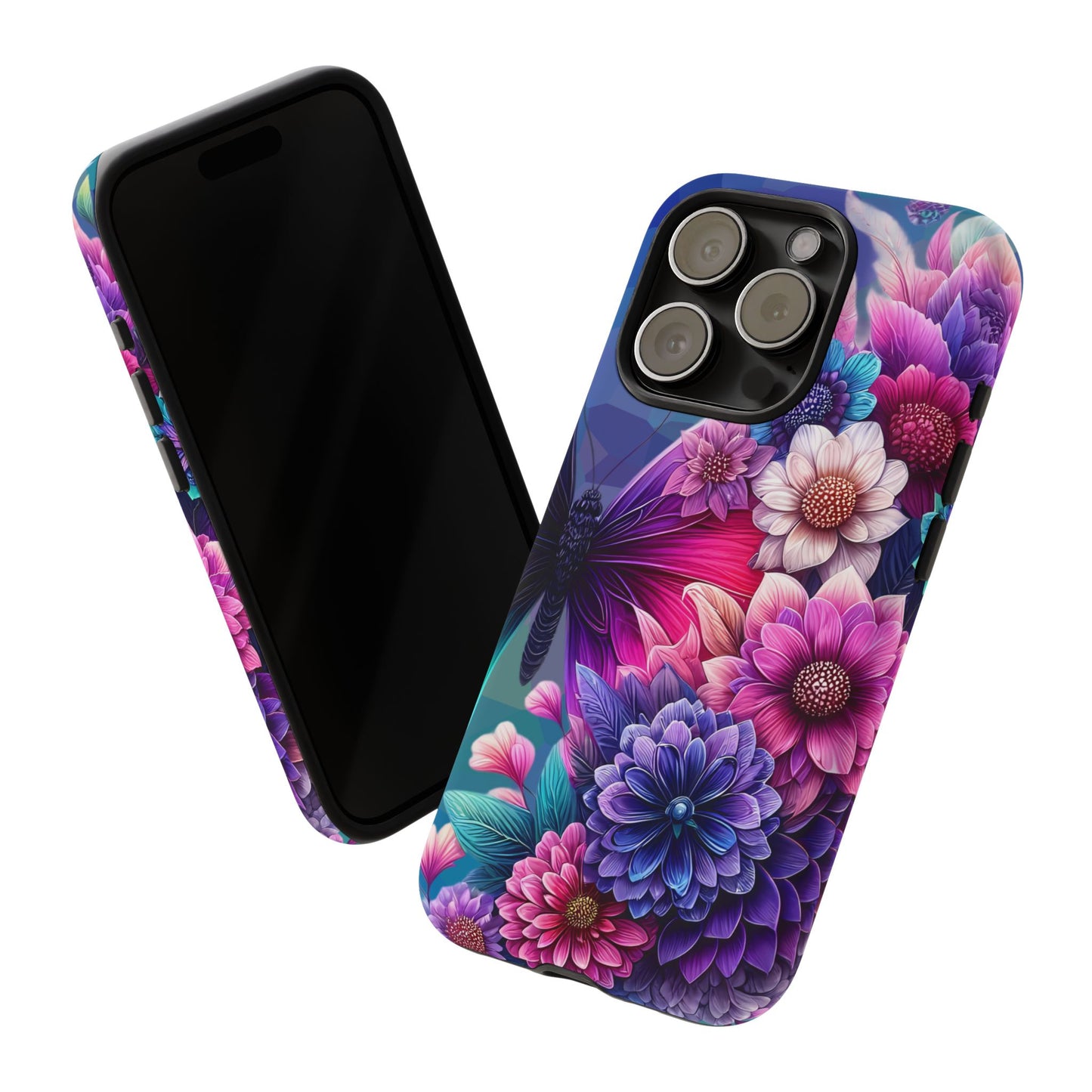 Butterfly Bloom Tough Phone Case — Vibrant Purple Blossom Protective Cover
