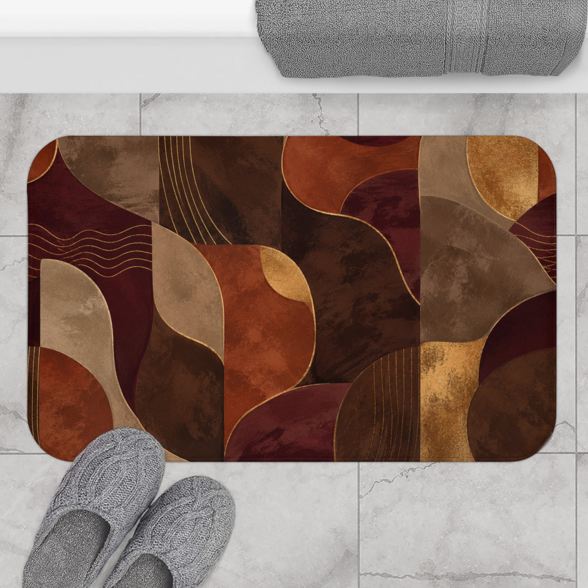 Ember & Earth — Retro Geometric Bathroom Rug