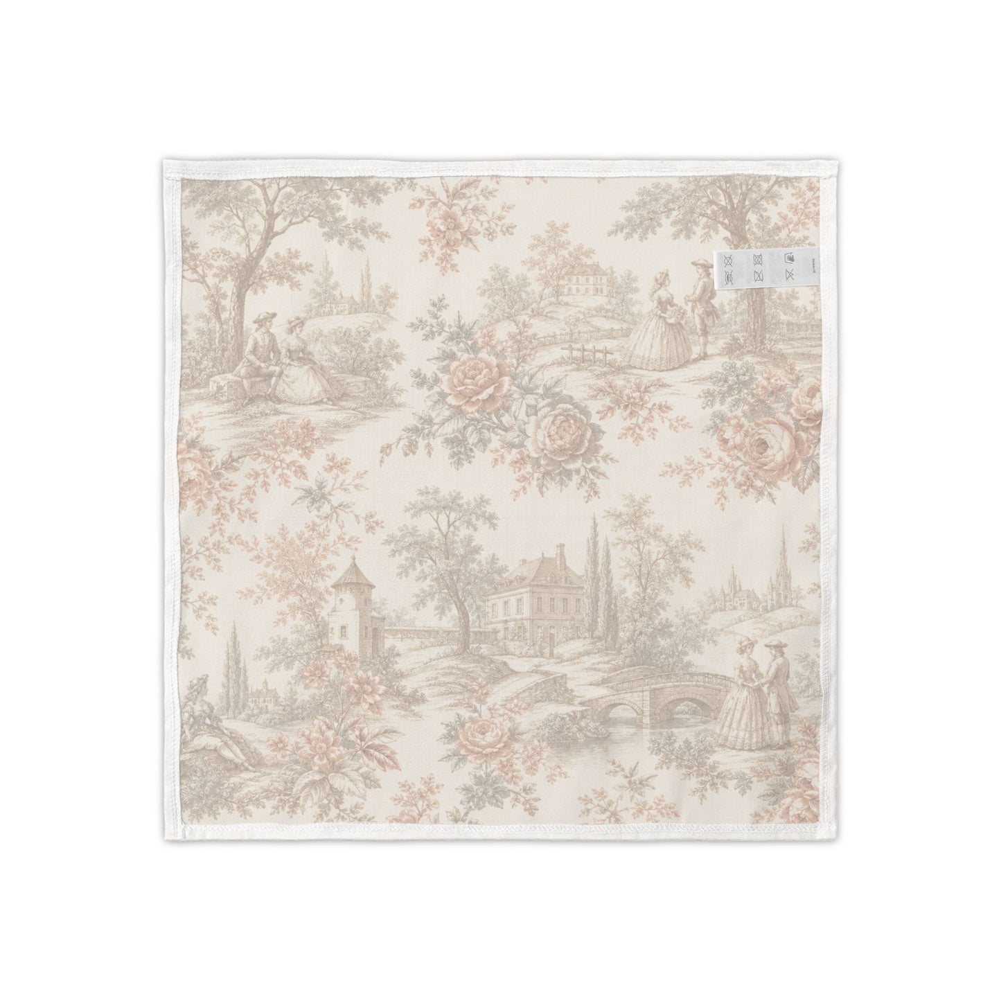 Château Rosé Napkins (Set of 4) — Elegant Floral & Countryside Pattern for Classic Table Settings