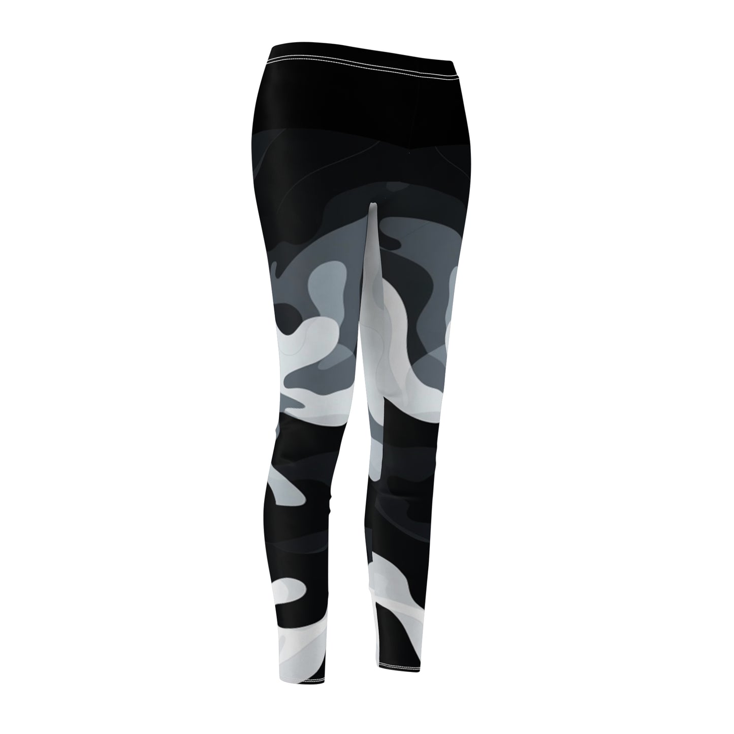 Black/Gray Women's Cut & Sew Casual Leggings (AOP)