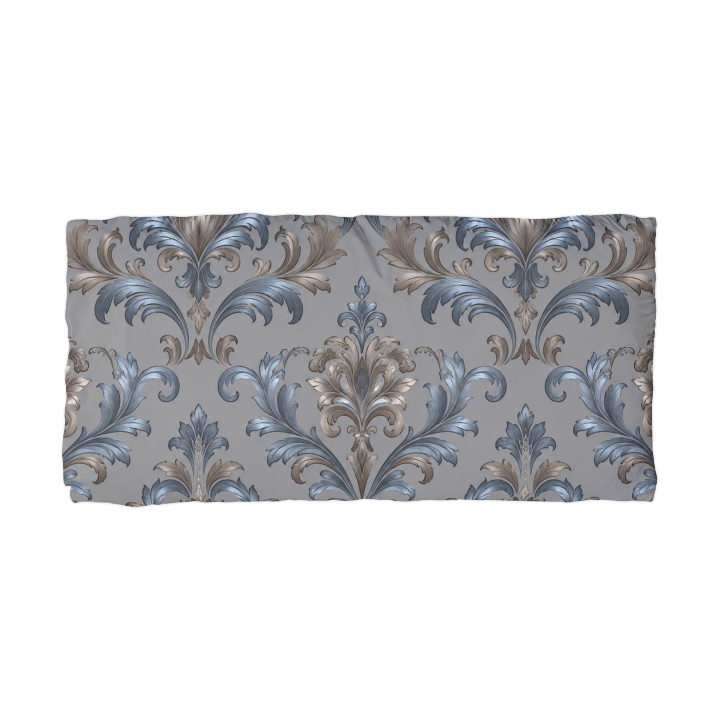 Elegant Blue and Gray Damask Motif Microfiber Pillowcase