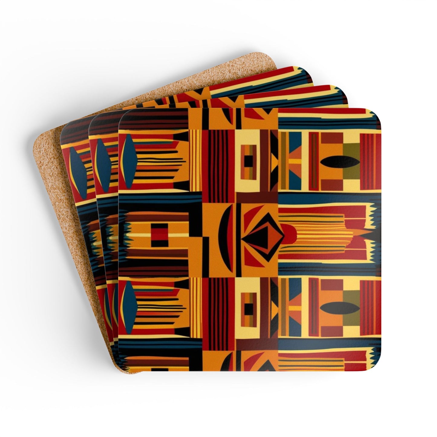 African Canvas 2 Corkwood Coaster Set