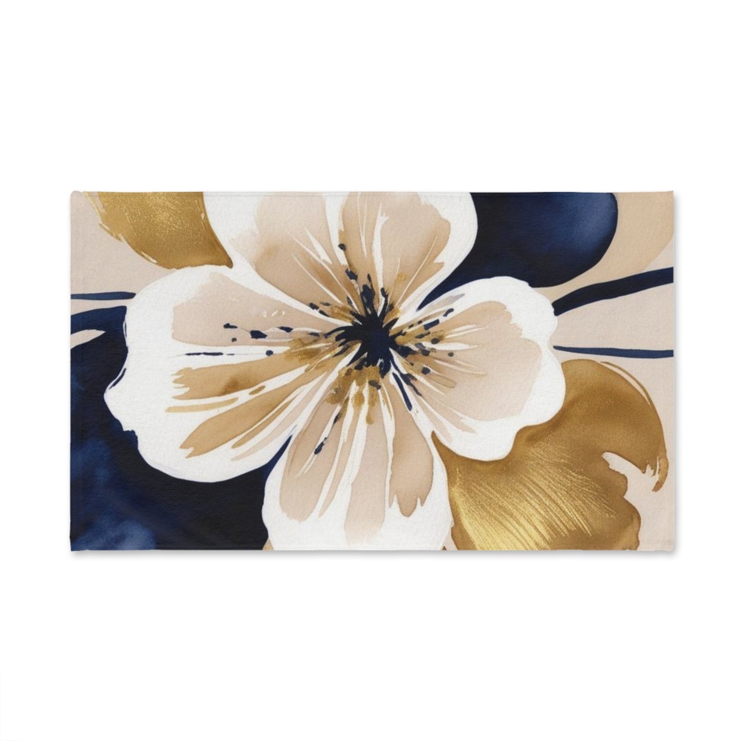 Floral Gold & Navy Hand Towel