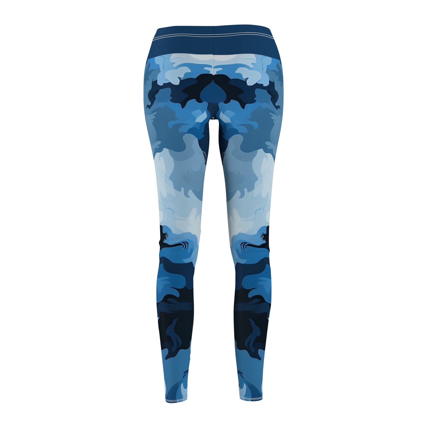 Blue/Gray Camo Women's Cut & Sew Casual Leggings (AOP)