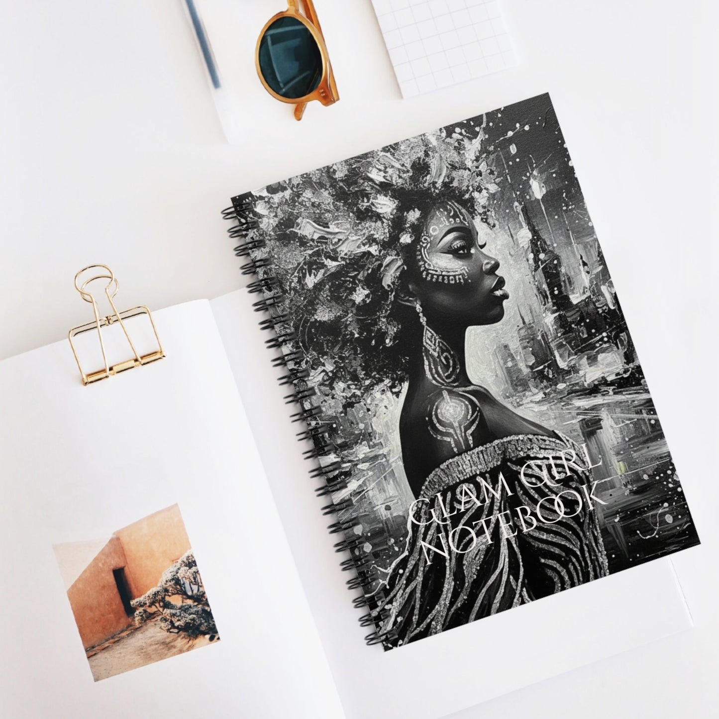Glam Girl (Silver/Black) Spiral Notebook - Ruled Line