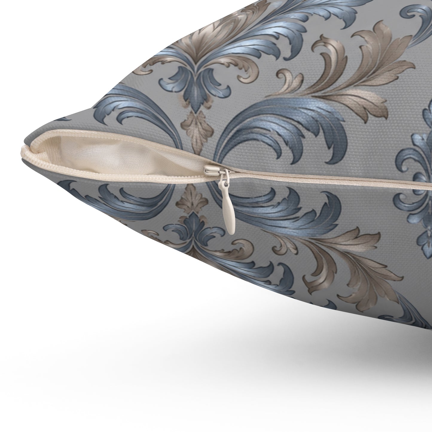 Elegant Blue Gray Damask Throw Pillows
