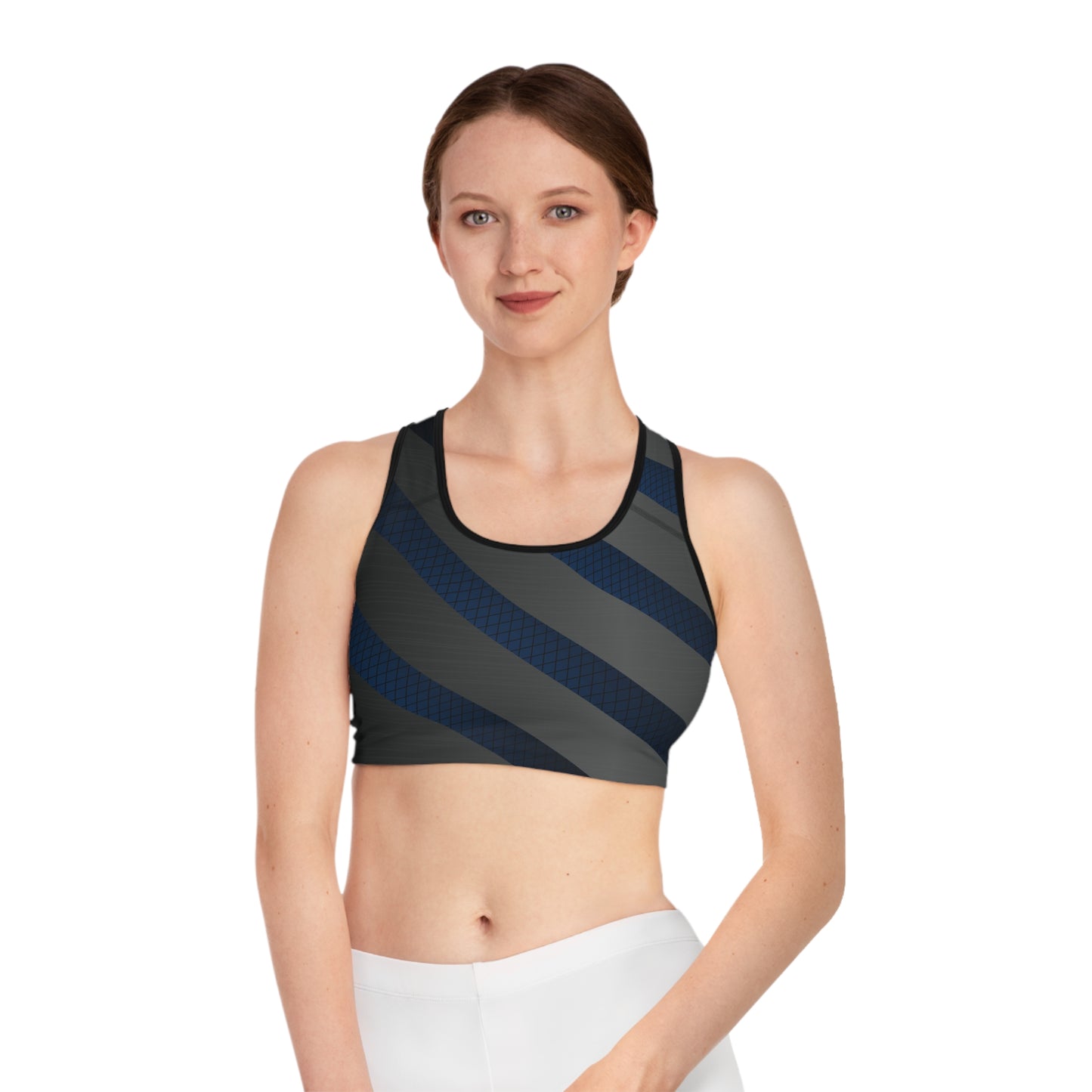 Dark Gray/Blue Sports Bra (AOP)