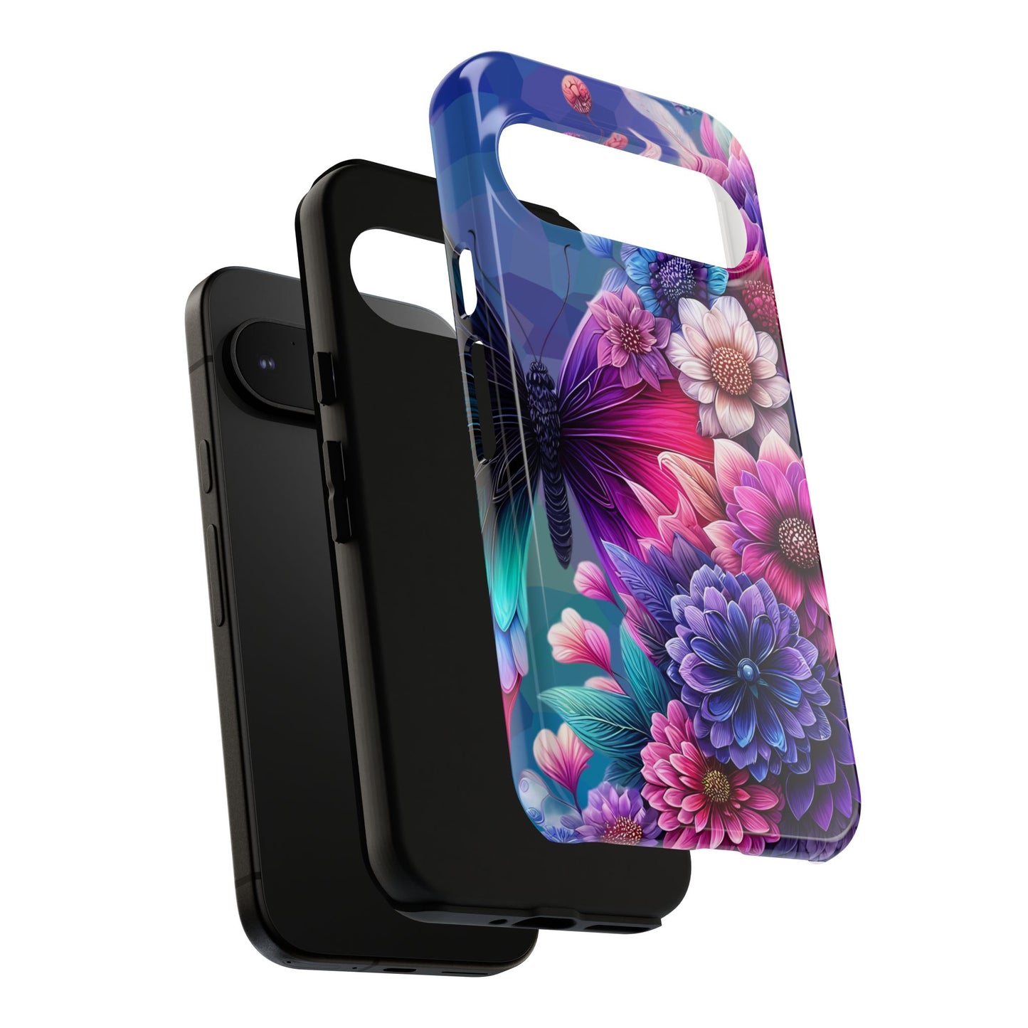 Butterfly Bloom Tough Phone Case — Vibrant Purple Blossom Protective Cover